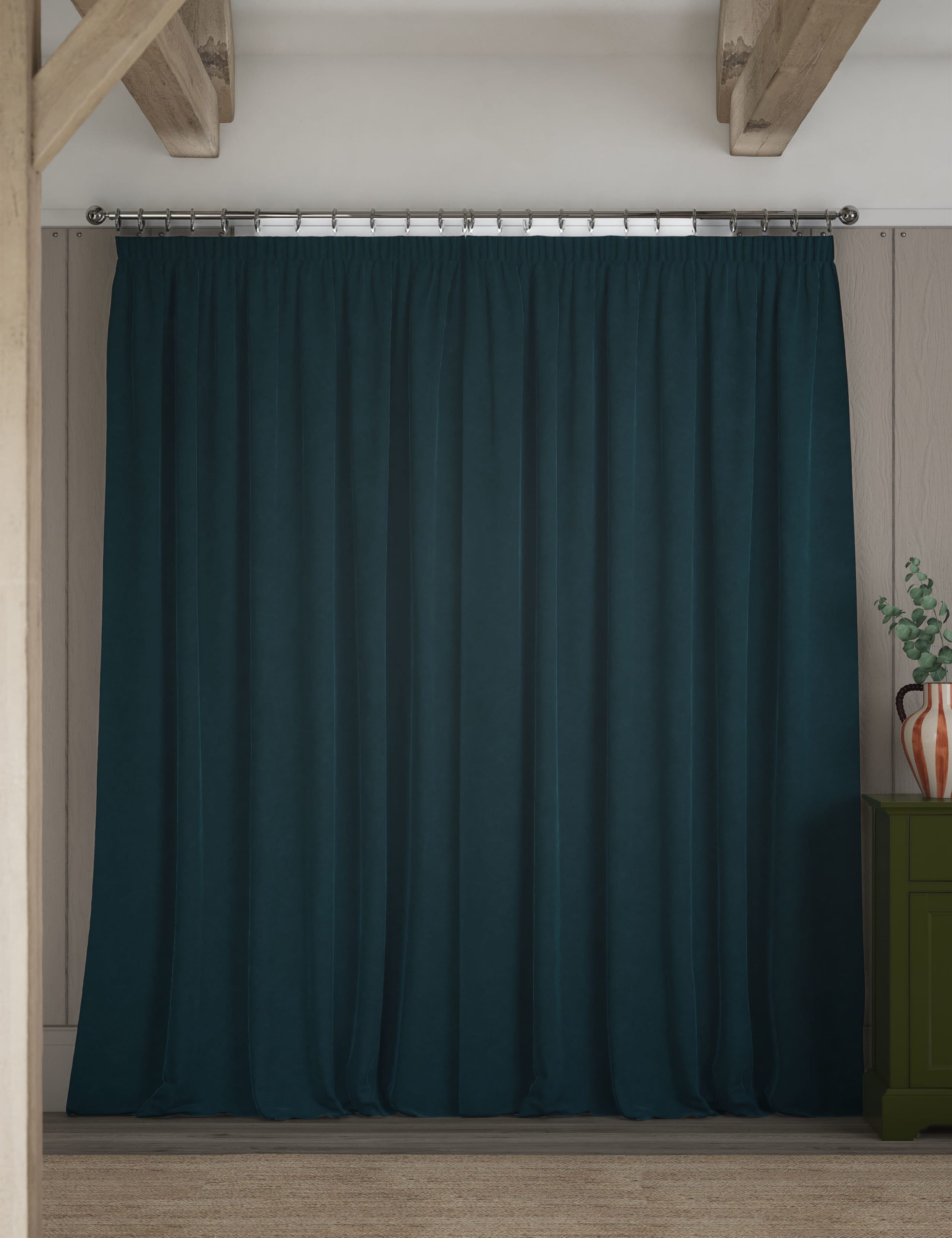 Velvet Pencil Pleat Curtains 4 of 4