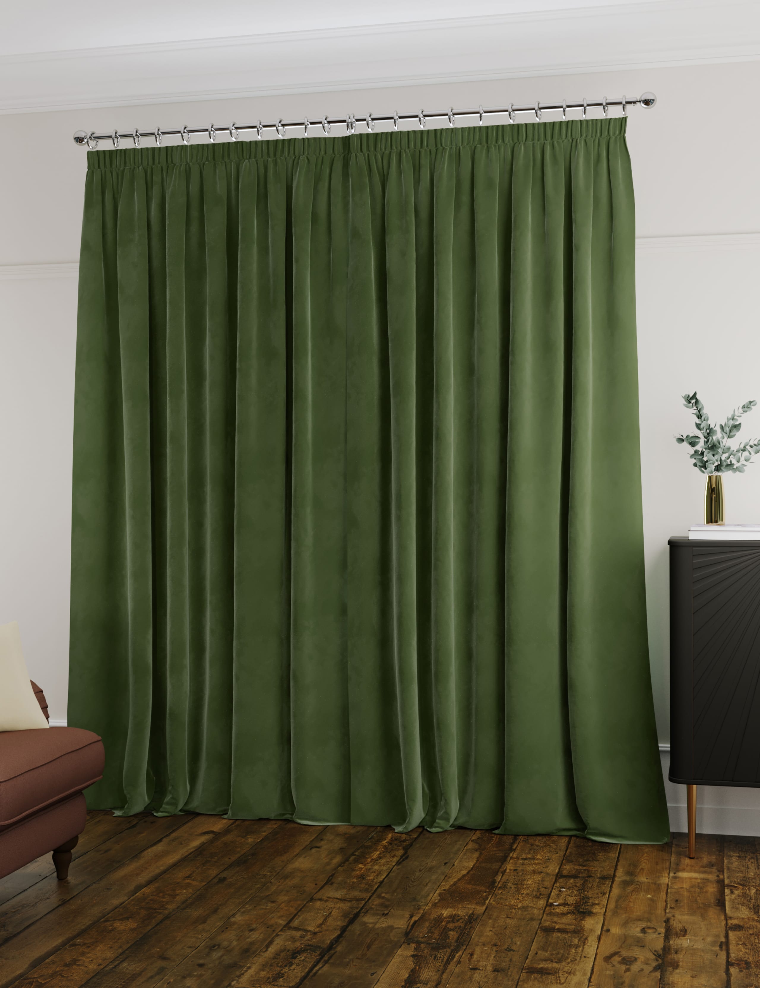 Velvet Pencil Pleat Ultra Thermal Curtains 3 of 4