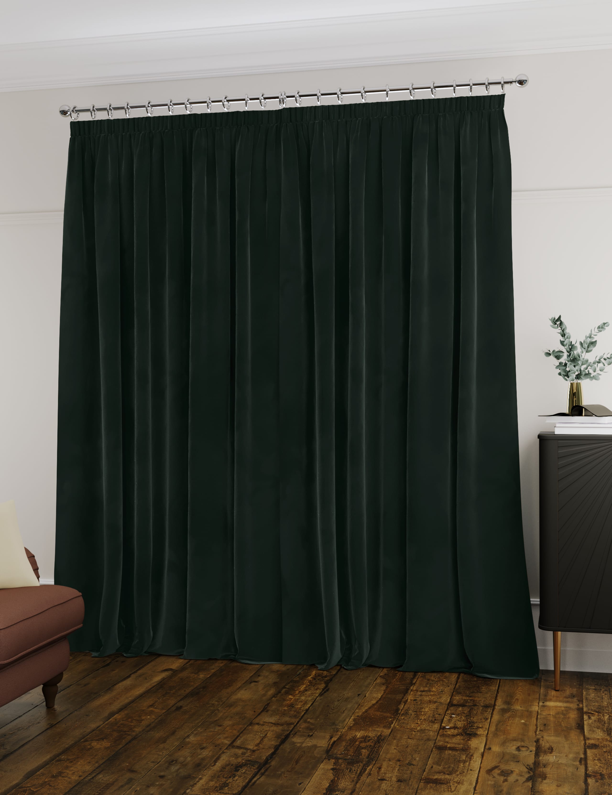 Velvet Pencil Pleat Ultra Thermal Curtains 3 of 4