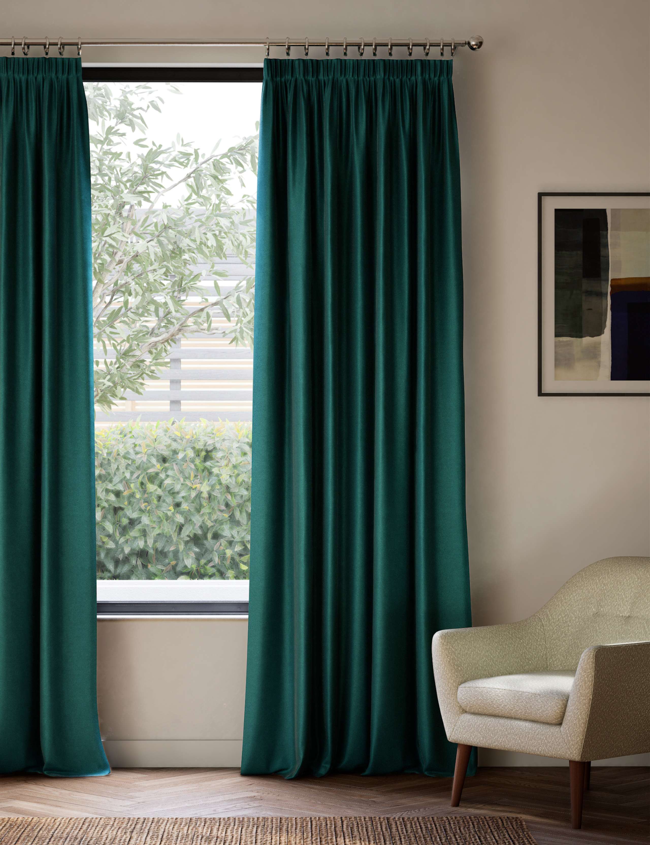 Velvet Pencil Pleat Ultra Thermal Curtains 3 of 5