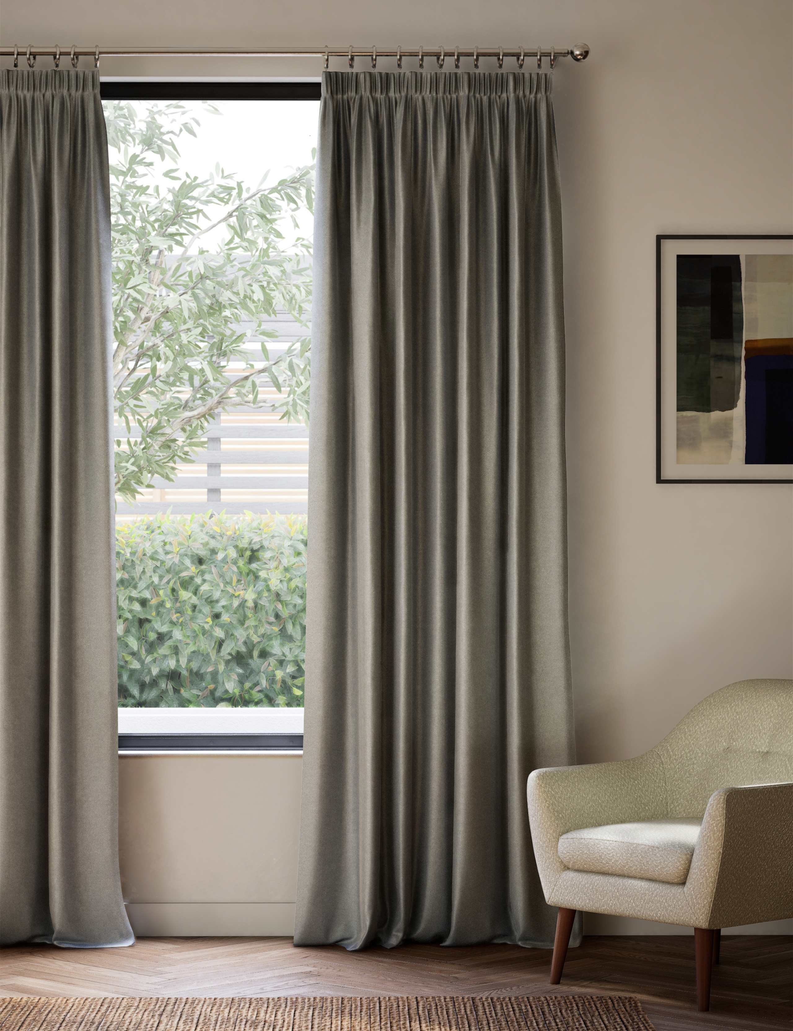 Velvet Pencil Pleat Ultra Thermal Curtains 3 of 5