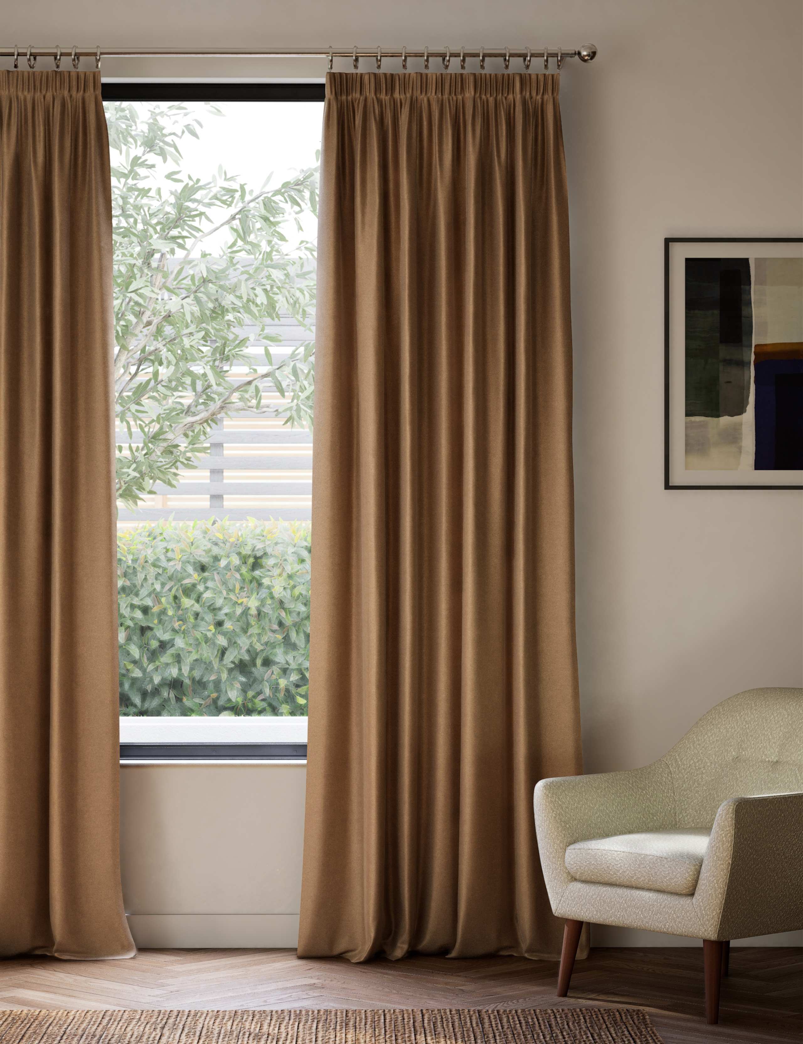 Velvet Pencil Pleat Ultra Thermal Curtains 3 of 5