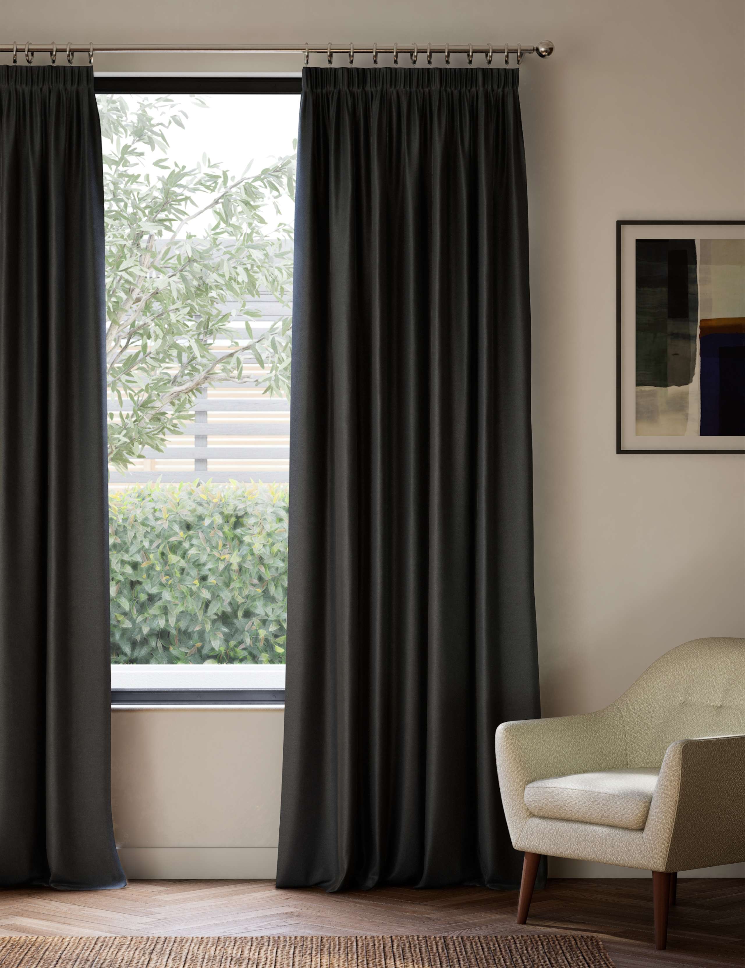 Velvet Pencil Pleat Ultra Thermal Curtains 3 of 5