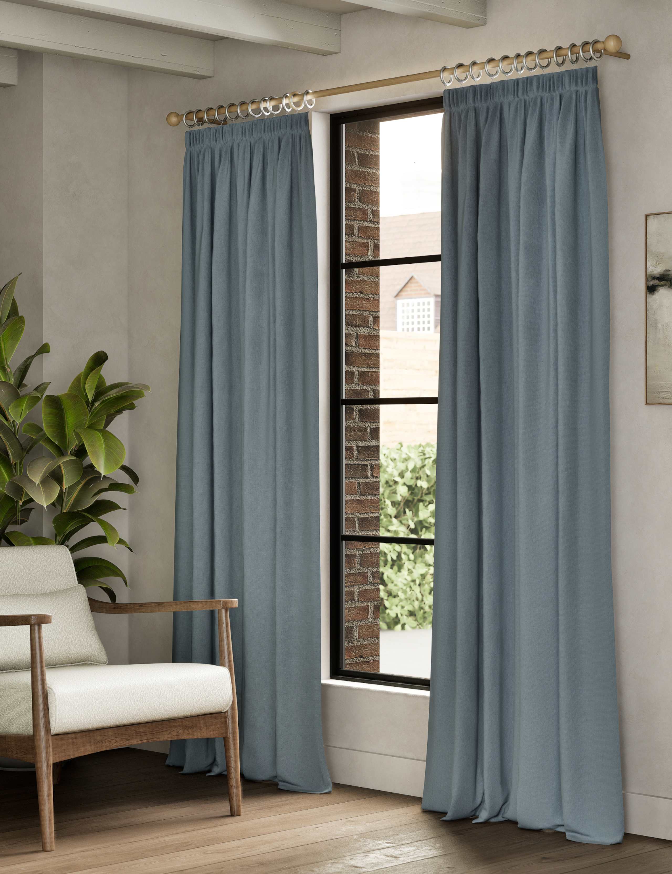 Brushed Pencil Pleat Blackout Thermal Curtains 3 of 4