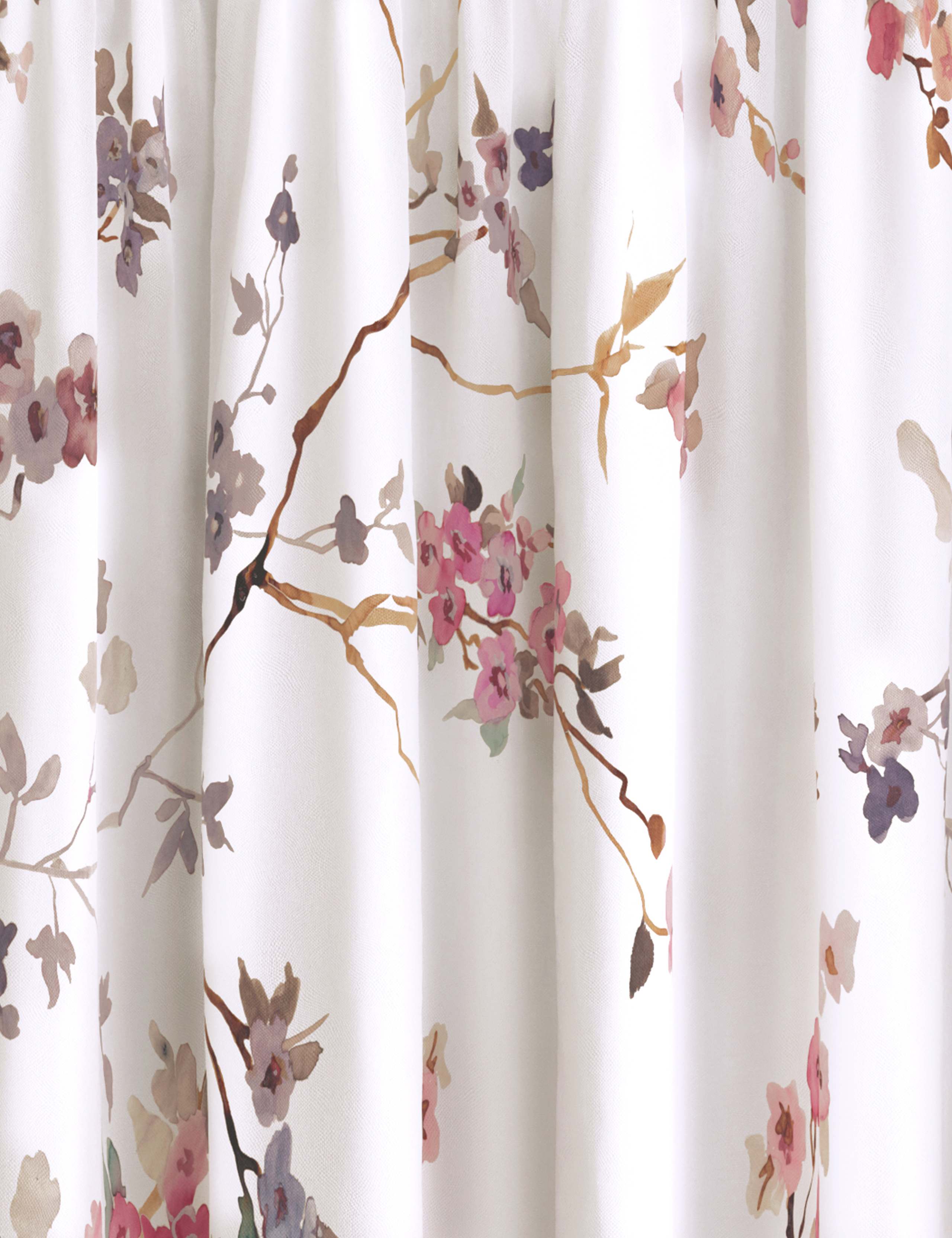 Sateen Cherry Blossom Pencil Pleat Blackout Curtains 2 of 4