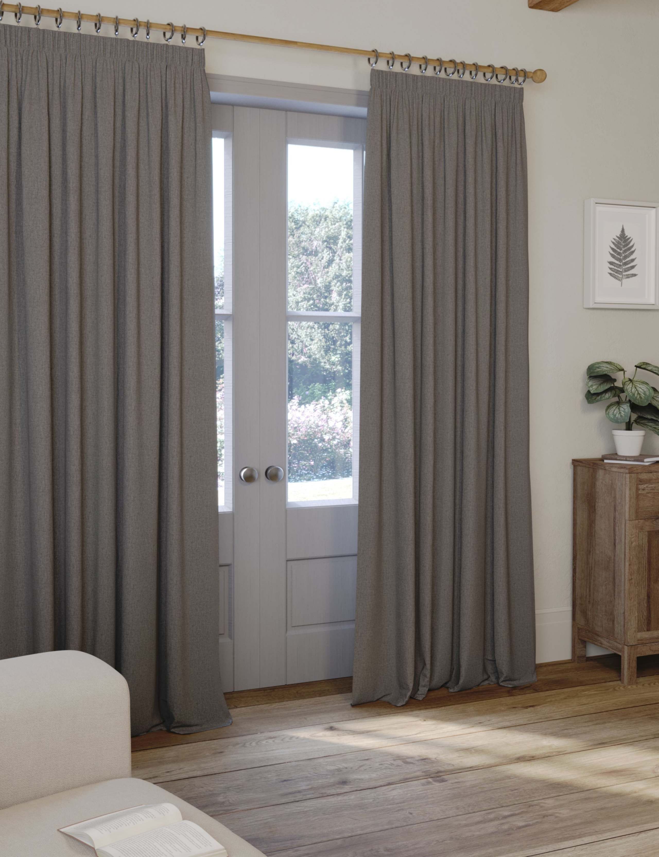 Brushed Pencil Pleat Blackout Ultra Thermal Curtains 3 of 3
