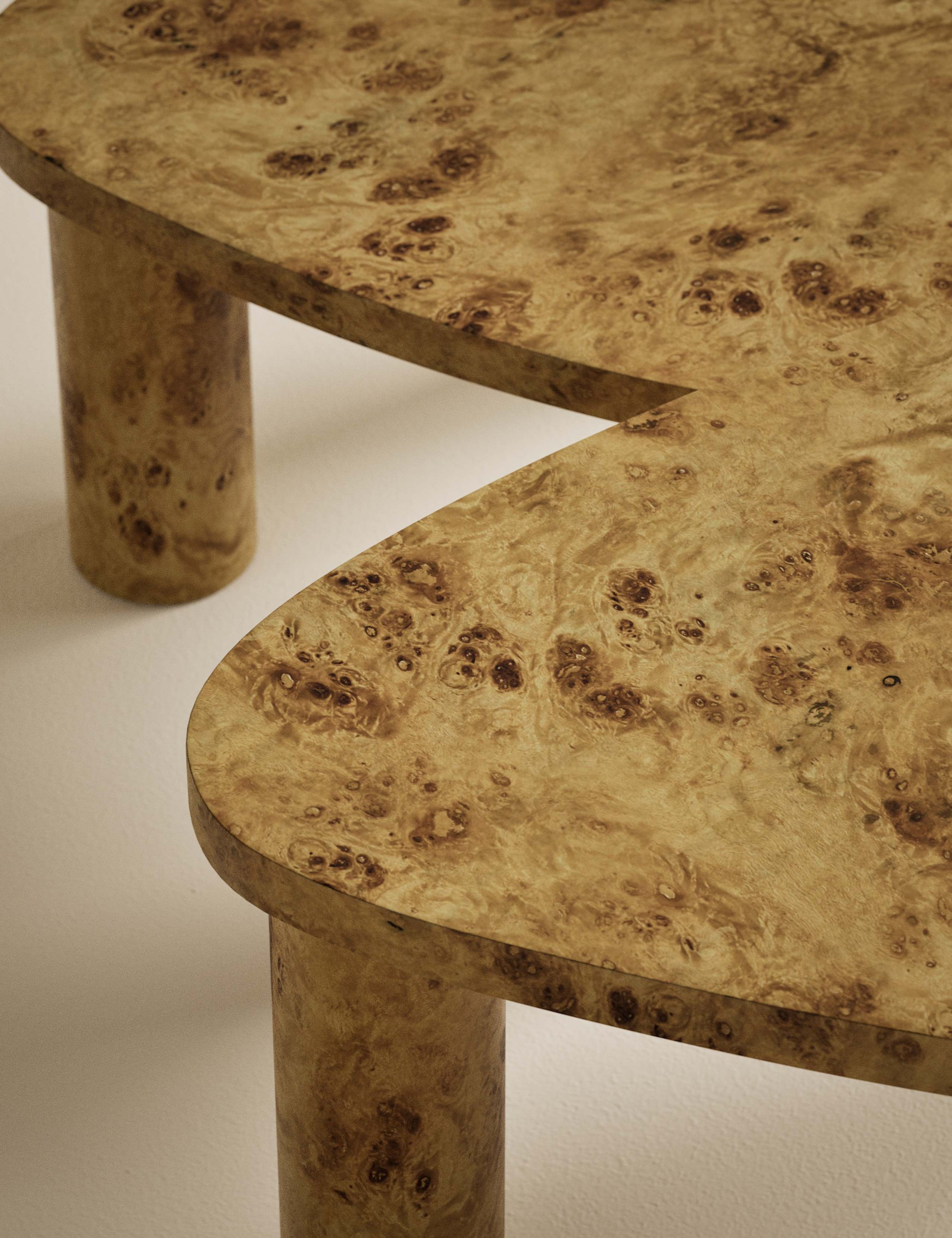 Light Burl Nest of Coffee Tables 5 of 7