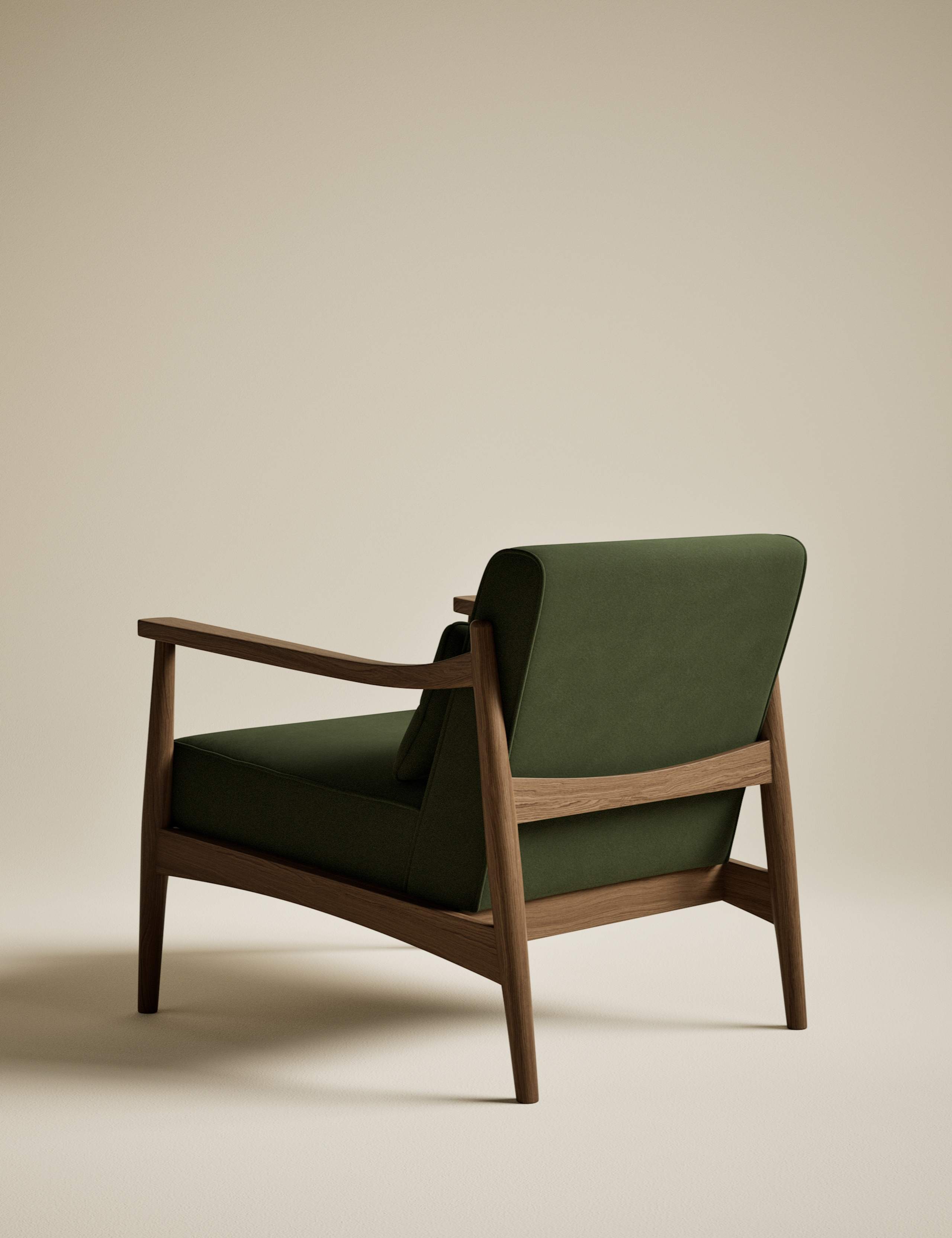 Sherwood Dark Oak Velvet Accent Chair 3 of 8