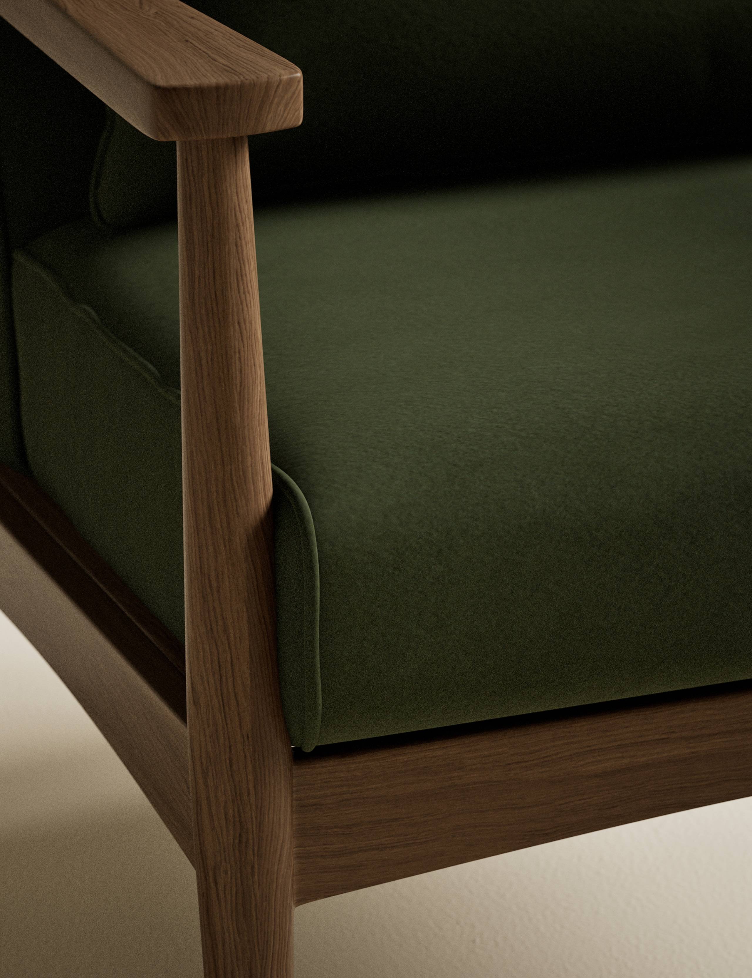 Sherwood Dark Oak Velvet Accent Chair 4 of 8