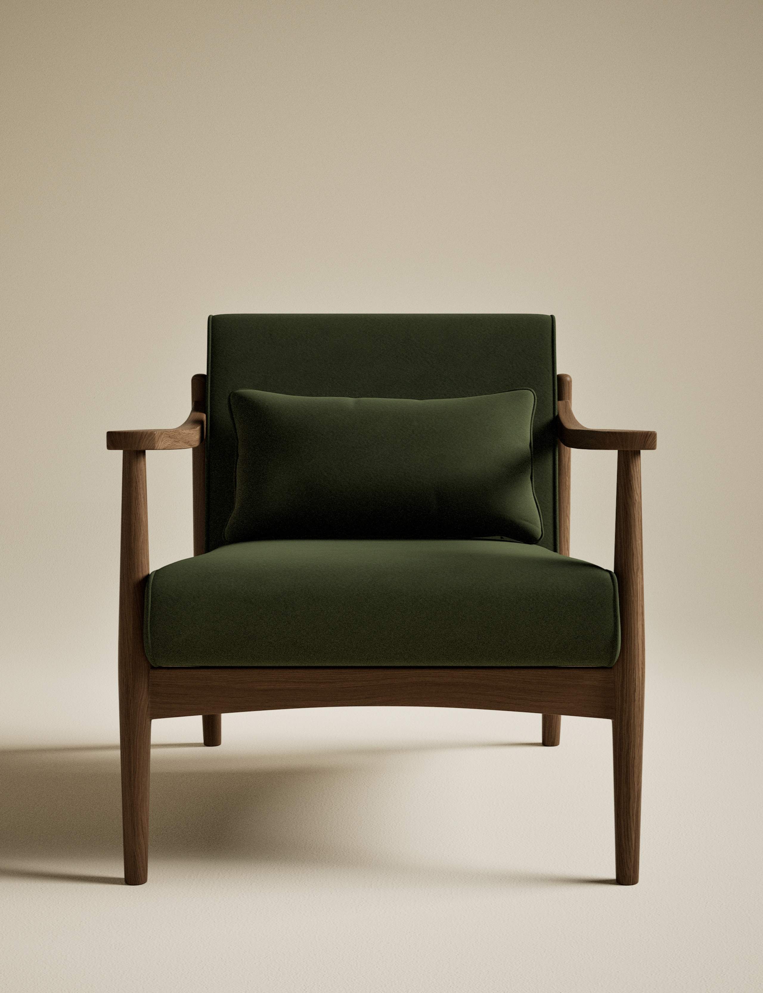 Sherwood Dark Oak Velvet Accent Chair 2 of 8
