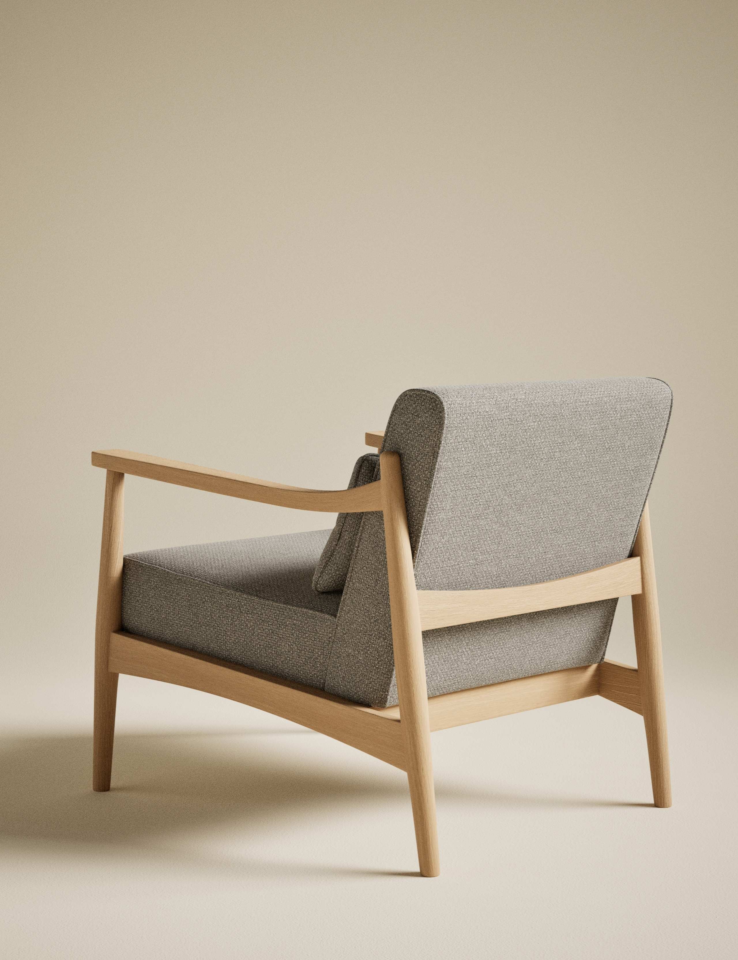 Sherwood Light Oak Chenille Accent Chair 3 of 8