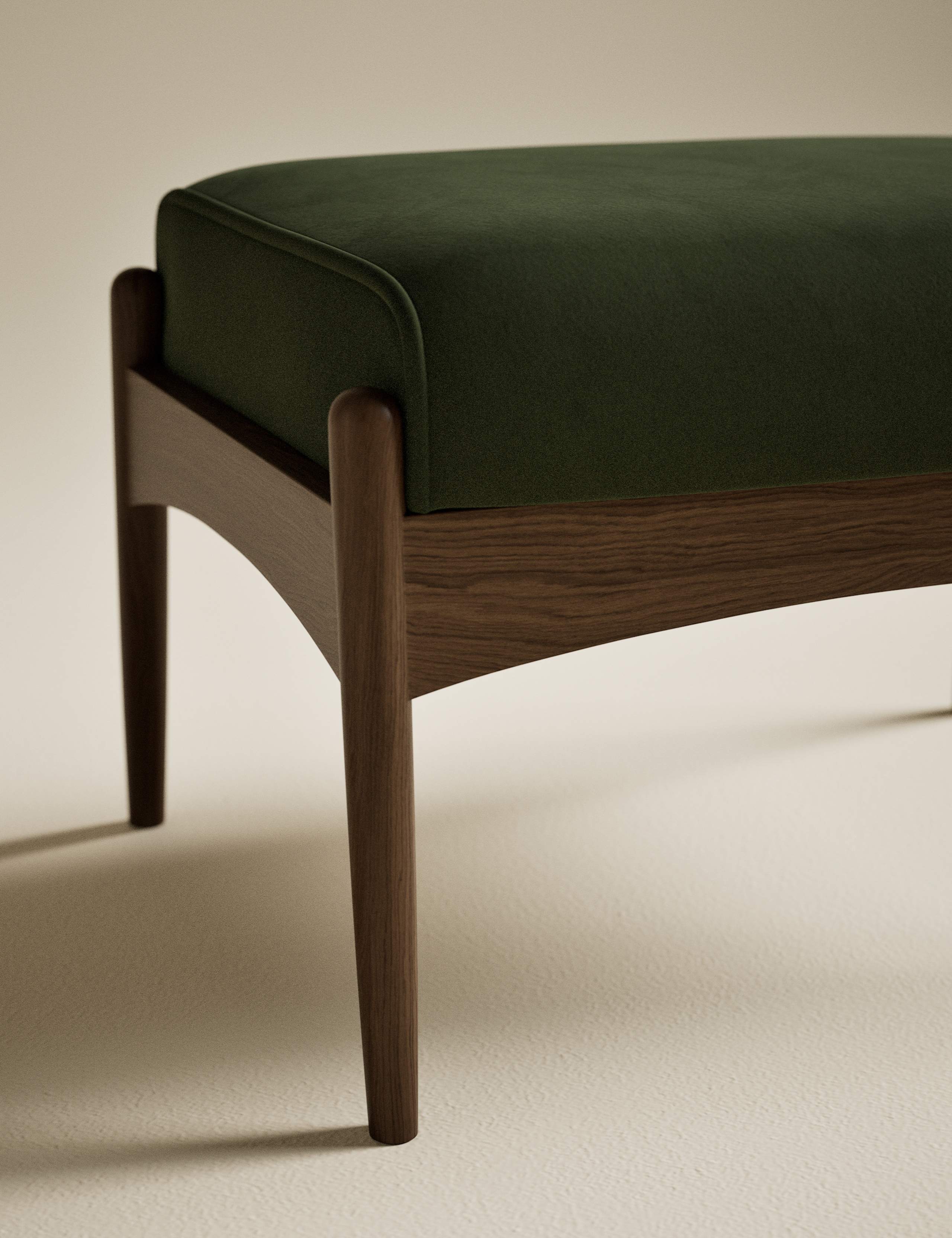 Sherwood Dark Oak Velvet Footstool 3 of 7