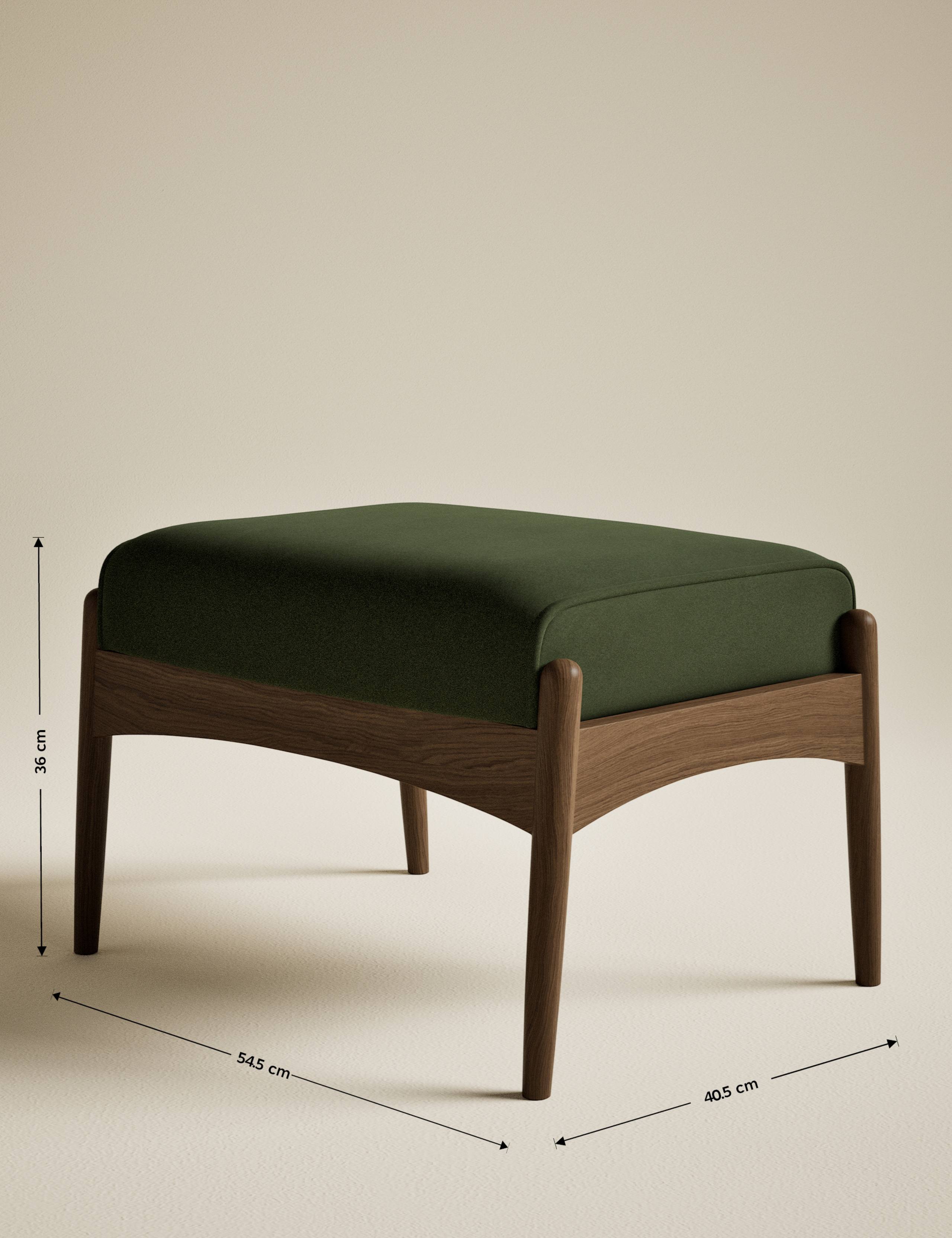 Sherwood Dark Oak Velvet Footstool 7 of 7
