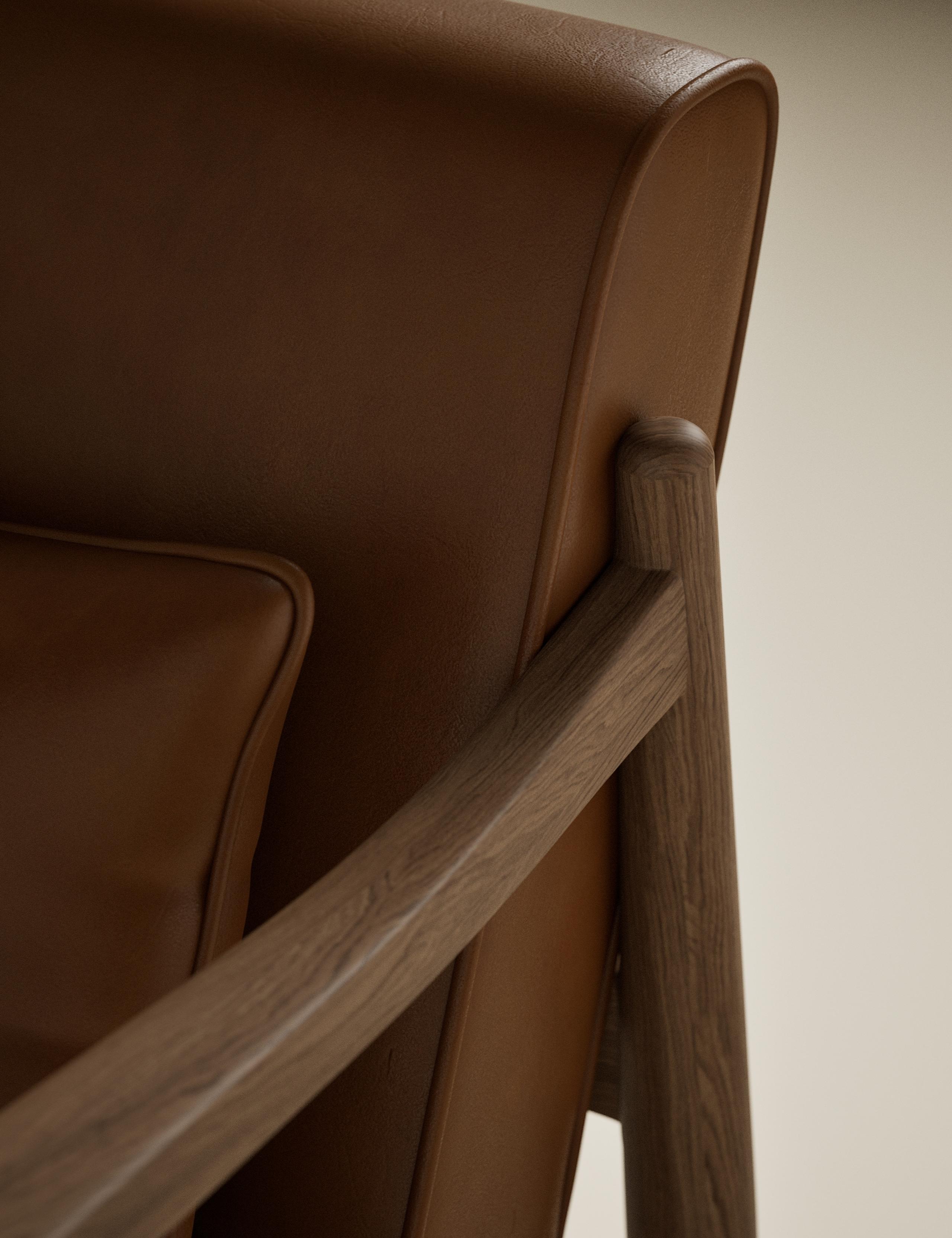 Sherwood Dark Oak Leather Look Chair 6 of 9