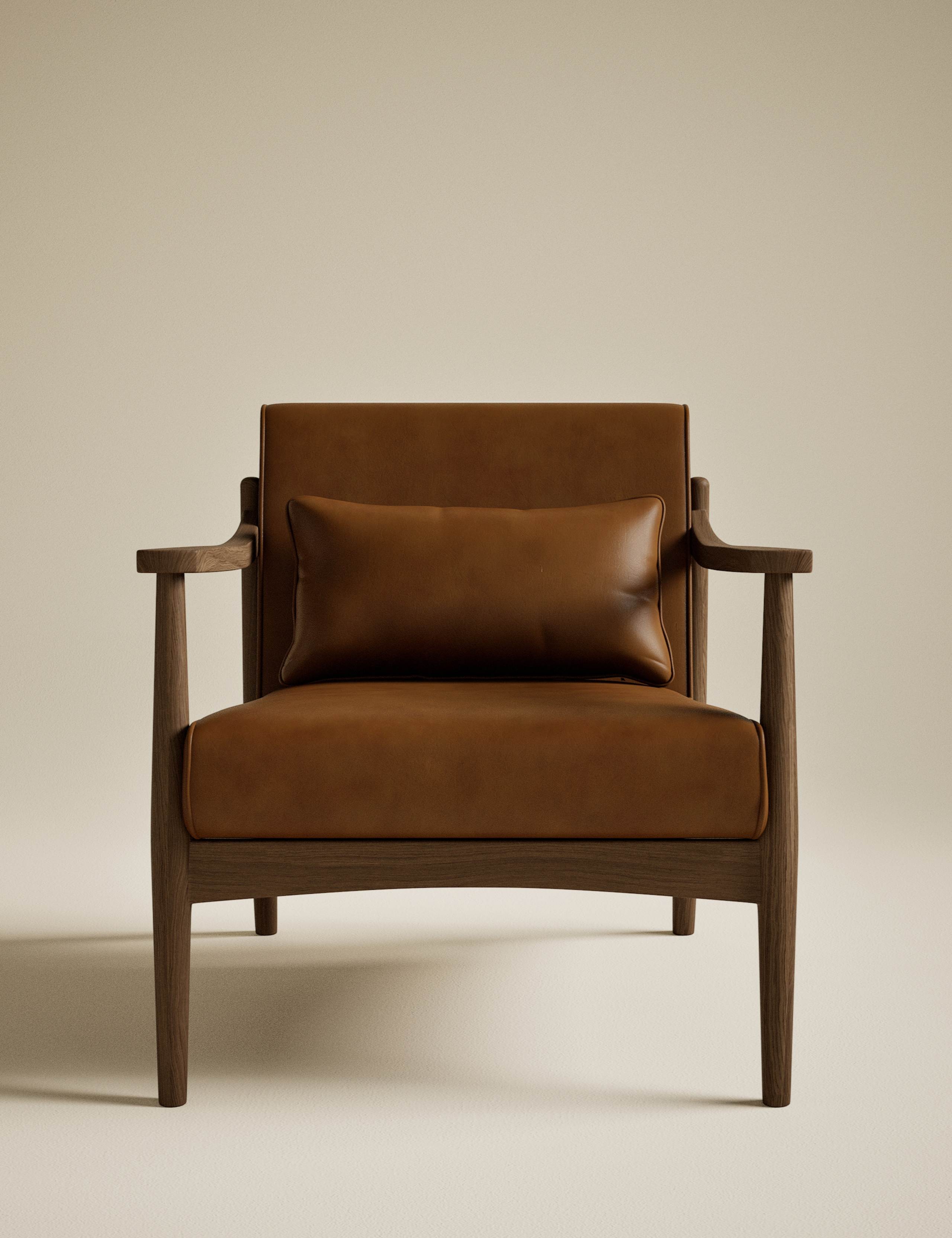 Sherwood Dark Oak Leather Look Chair 2 of 9