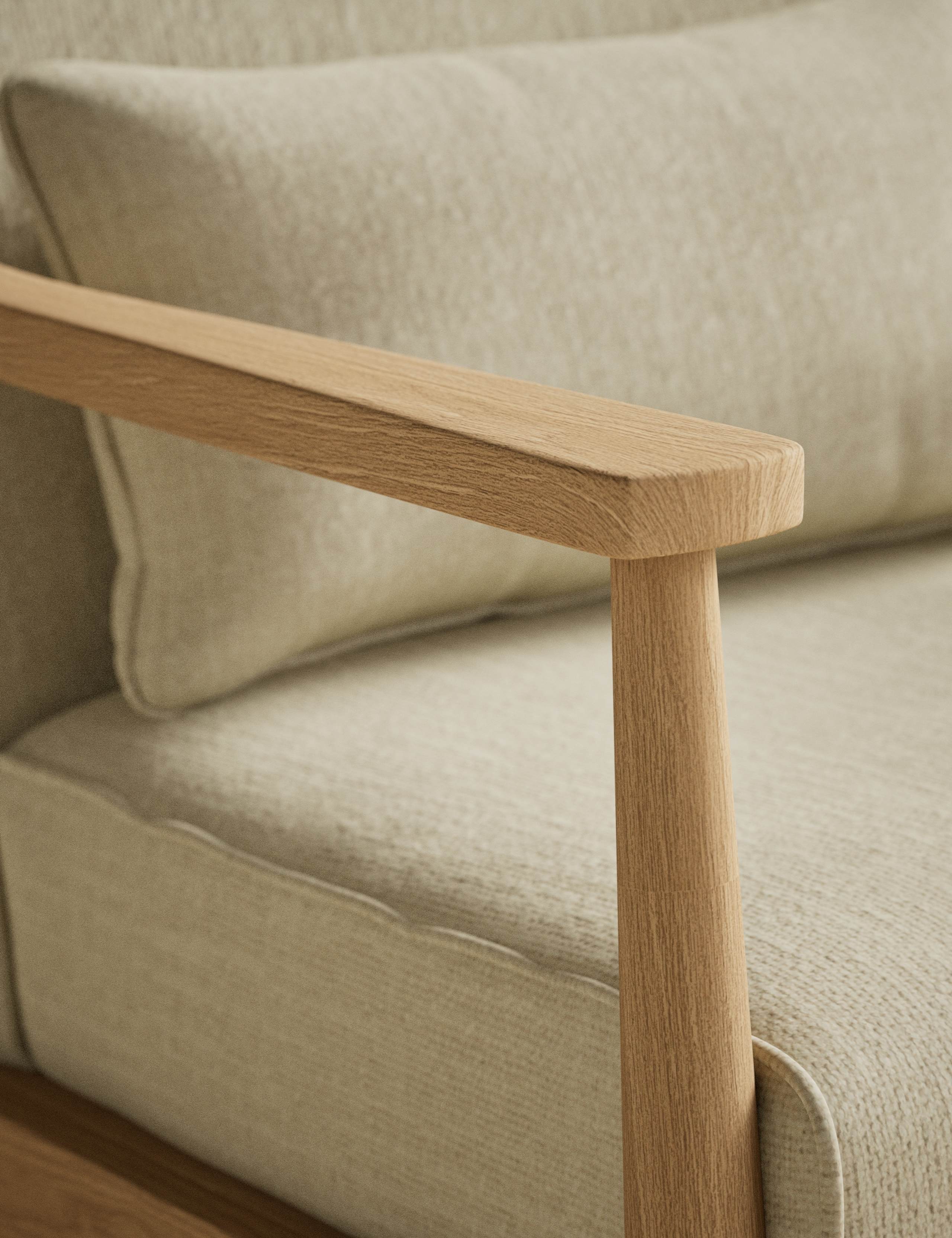 Sherwood Light Oak Chenille Accent Chair 5 of 8