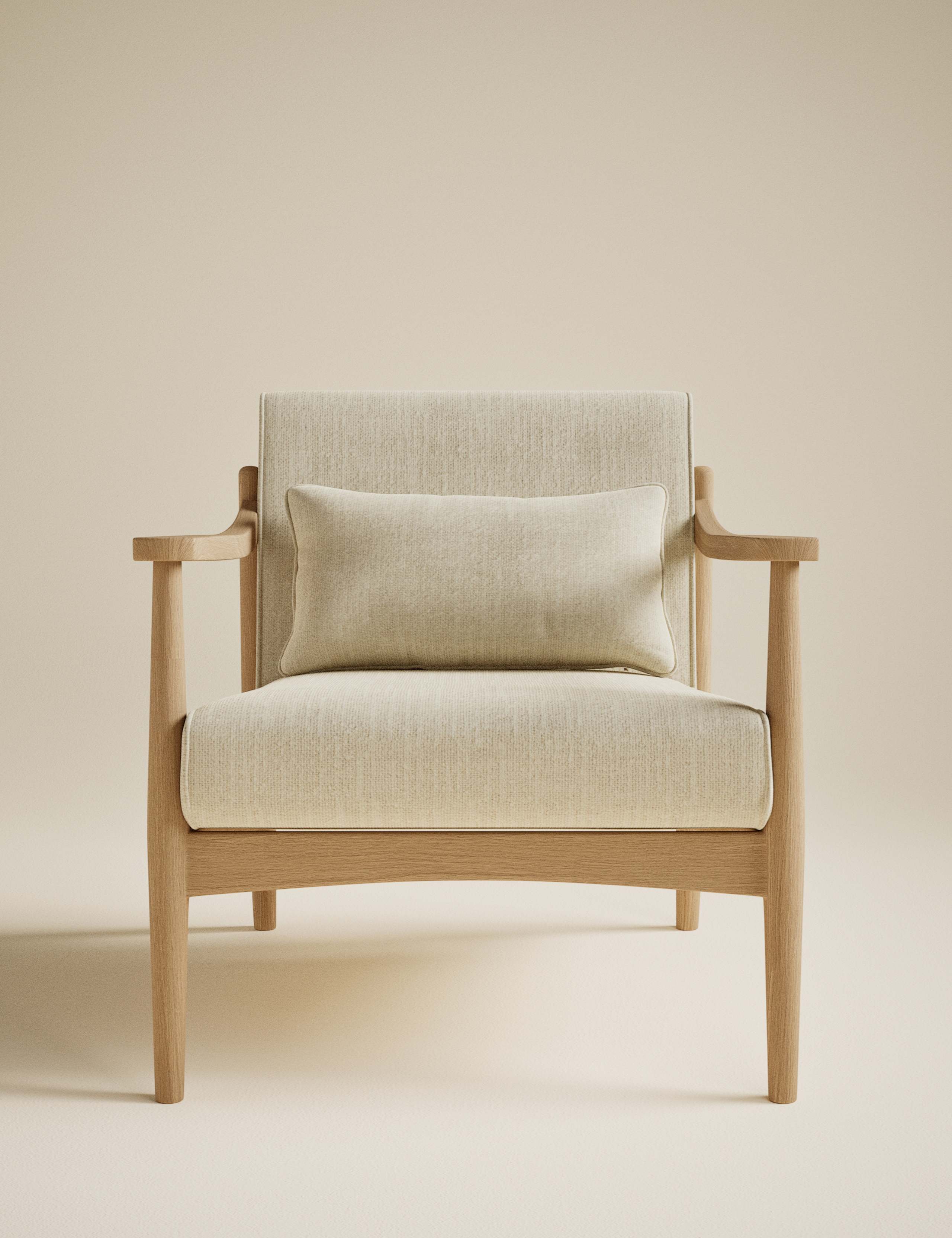 Sherwood Light Oak Chenille Accent Chair 2 of 8