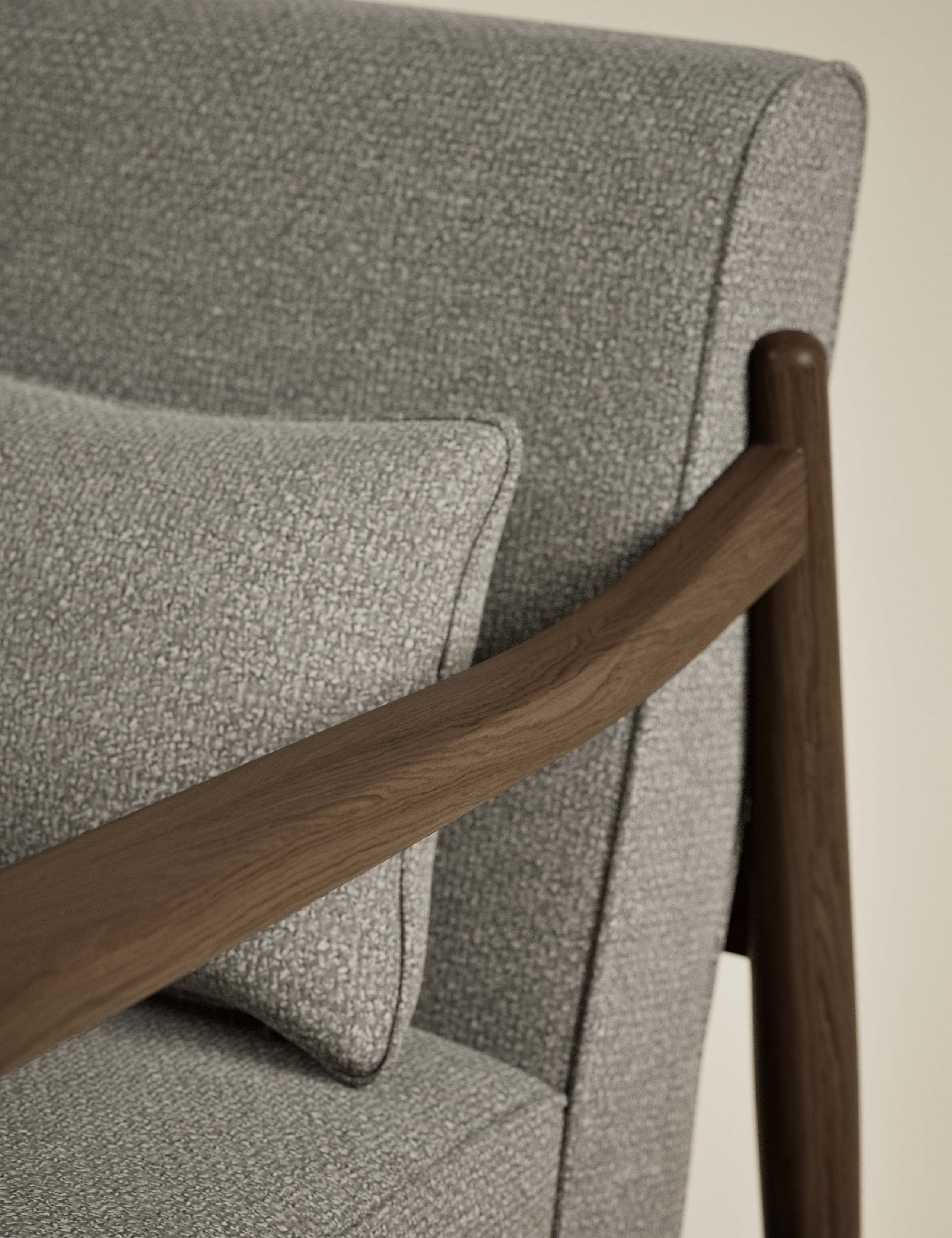 Sherwood Dark Oak Chenille Accent Chair 4 of 7