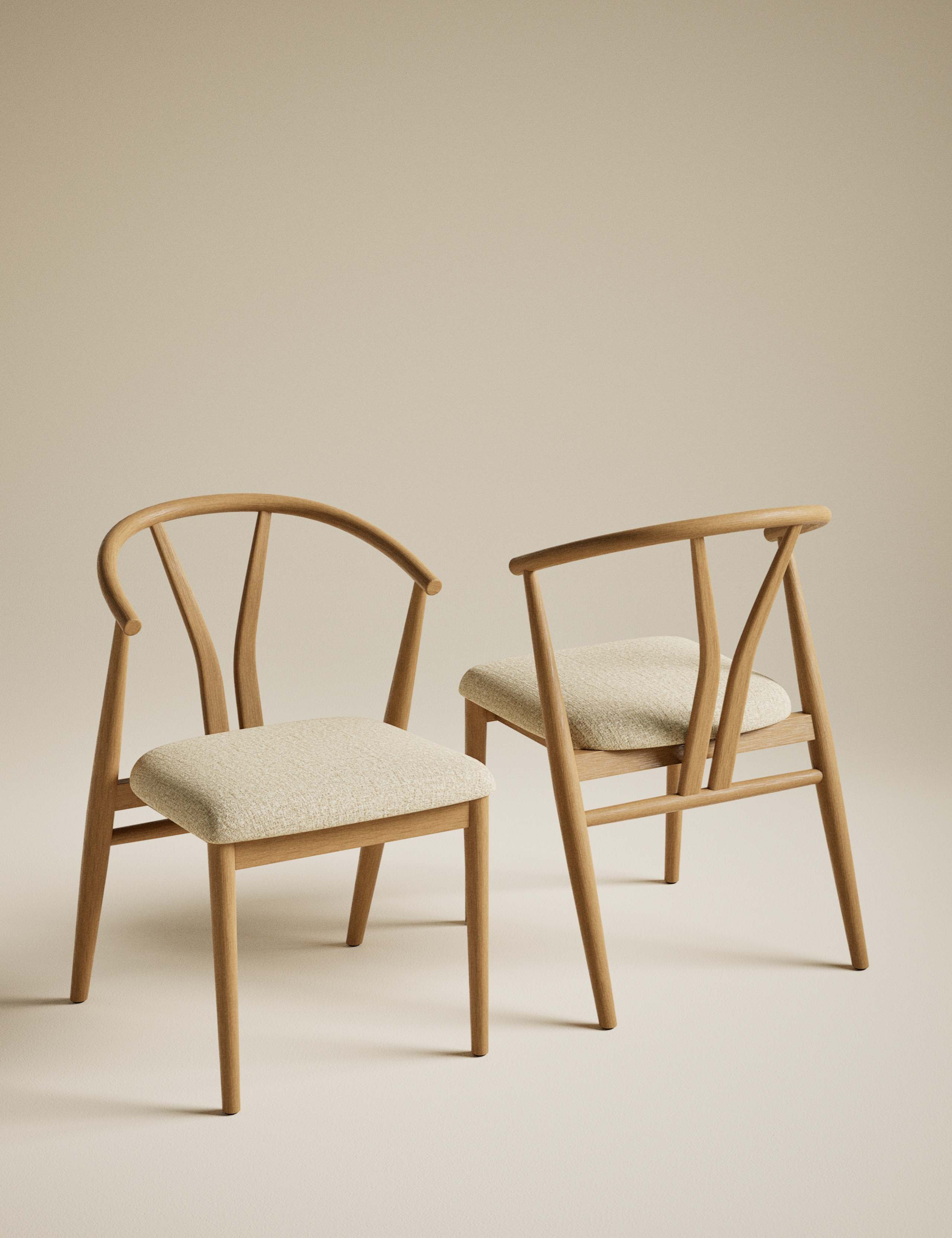 Set of 2 Oak Wishbone Dining Chairs 9 of 9