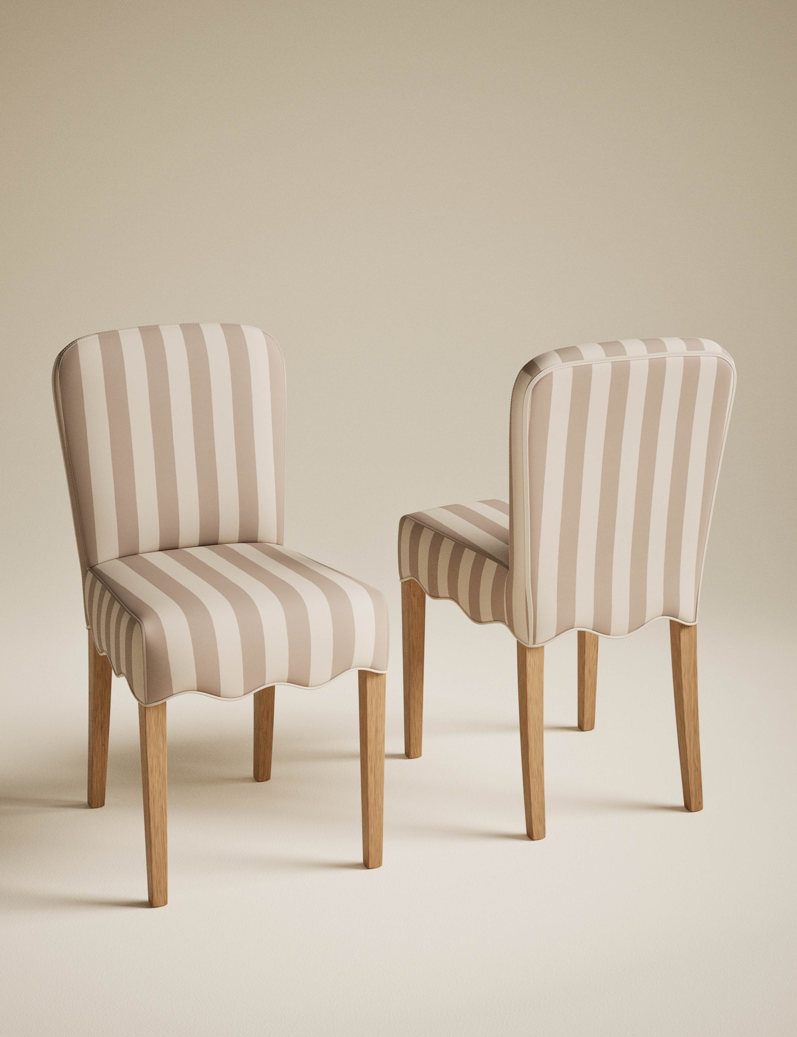 Set of 2 Striped Scallop Dining Chairs 9 of 9