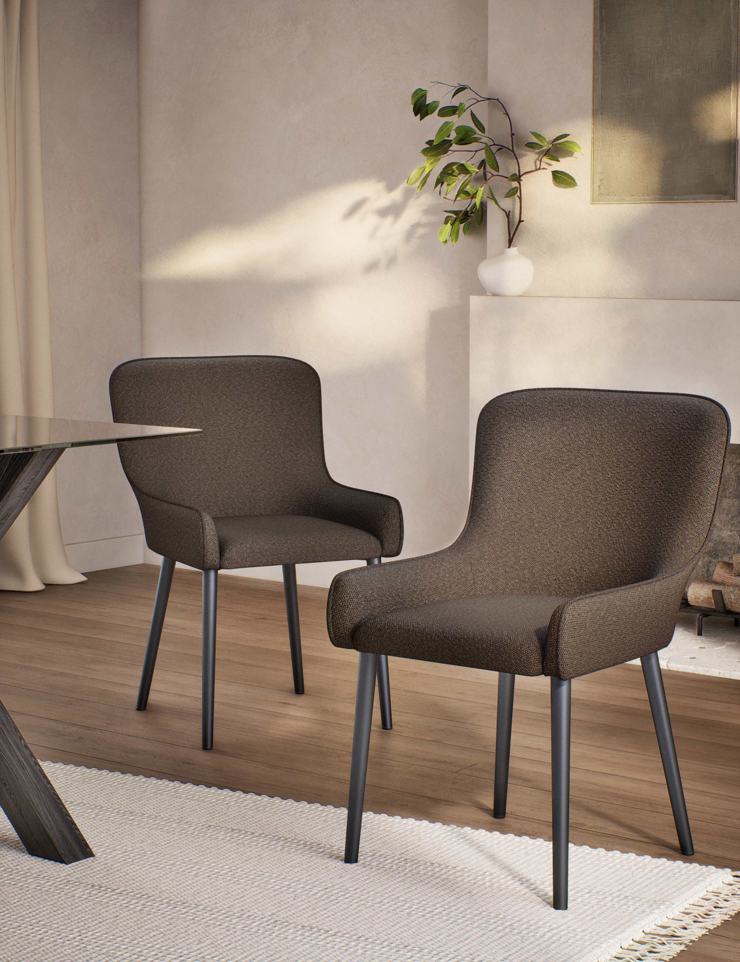 Set of 2 Braxton Boucle Dining Chairs 1 of 7