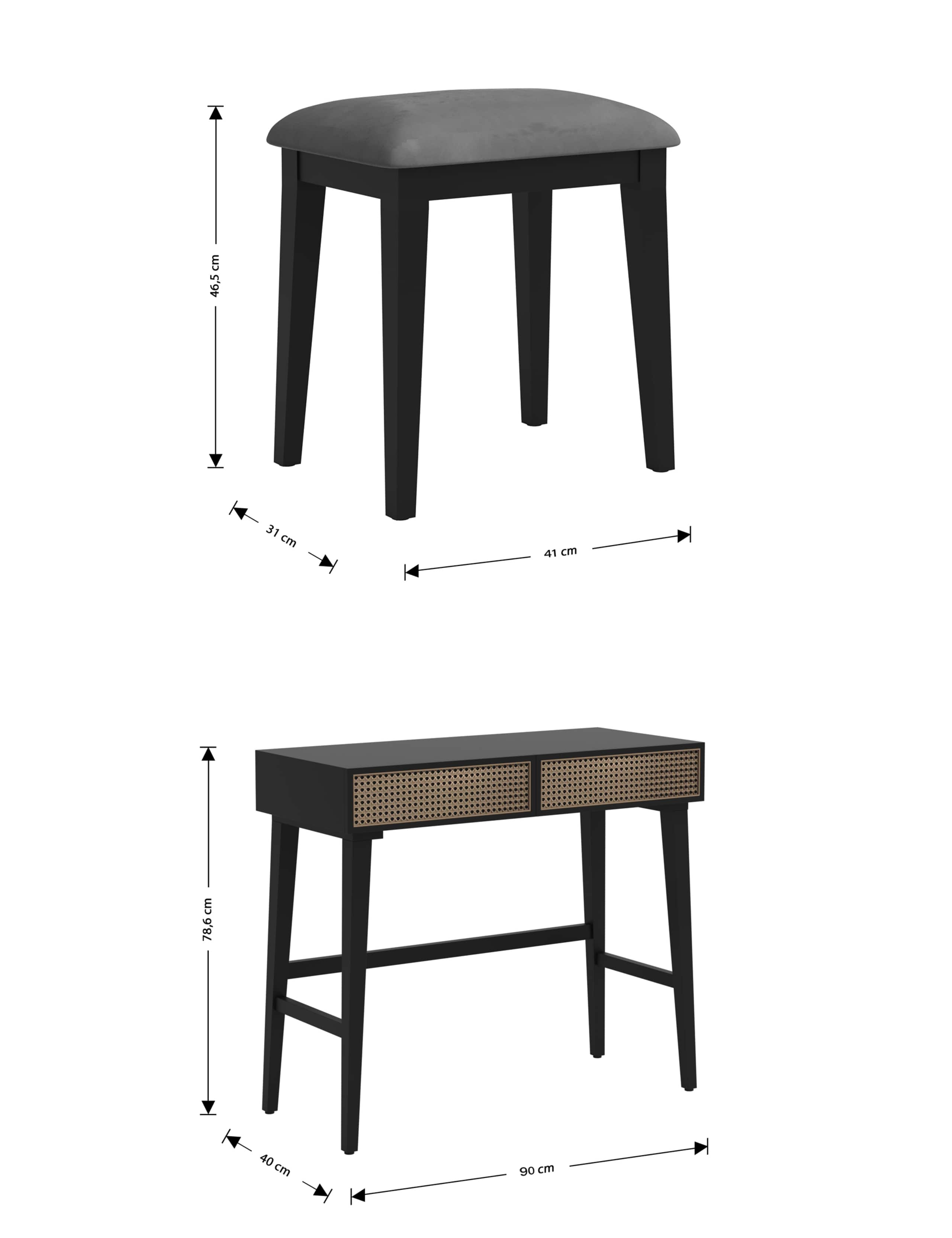 Maya Cane Dressing Table and Stool 7 of 8