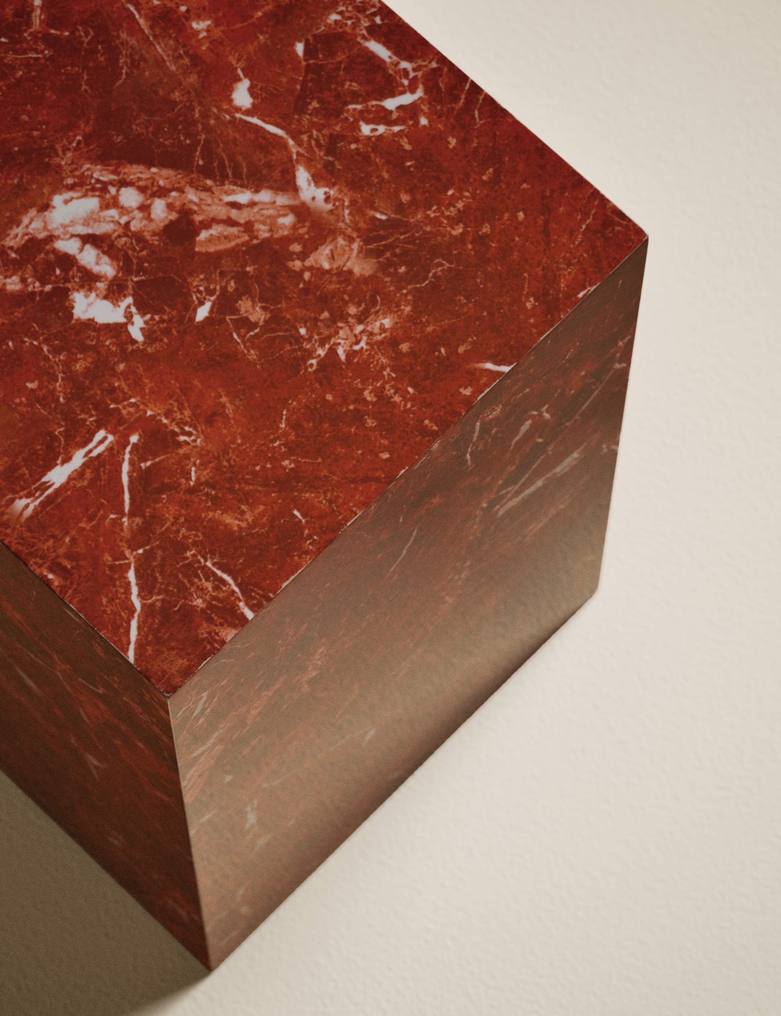 Blithe Red Marble Effect Side Table 4 of 7