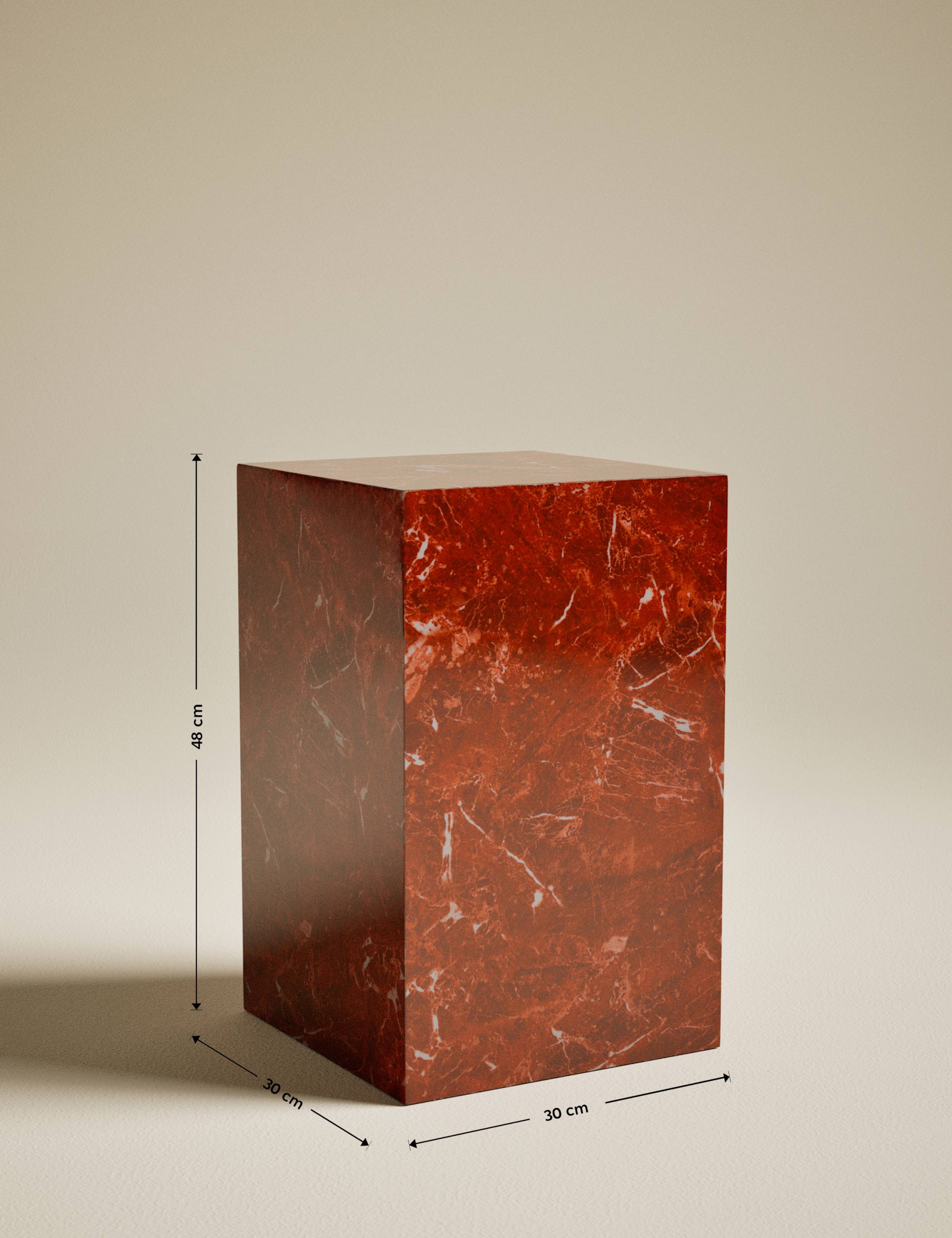 Blithe Red Marble Effect Side Table 7 of 7