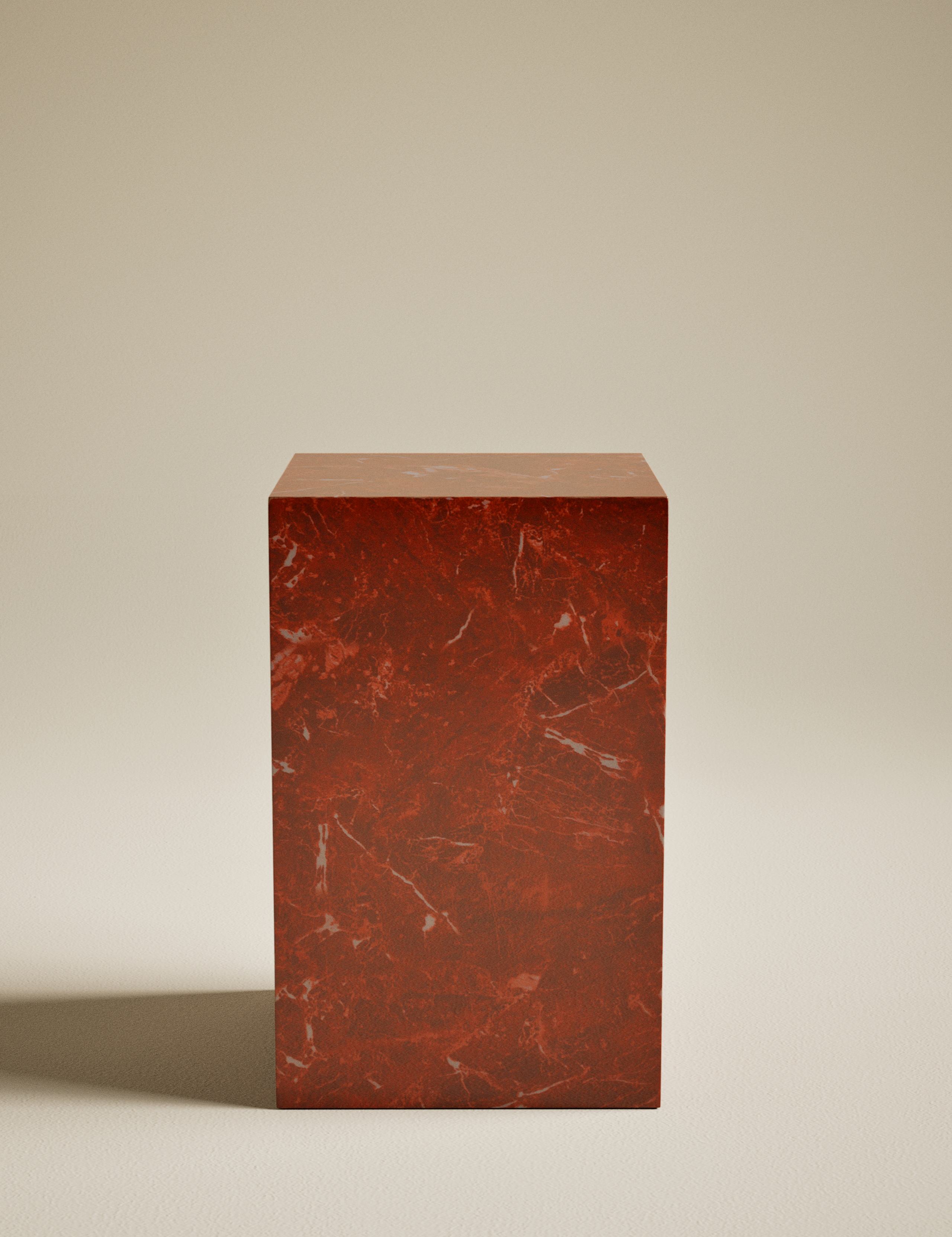 Blithe Red Marble Effect Side Table 2 of 7