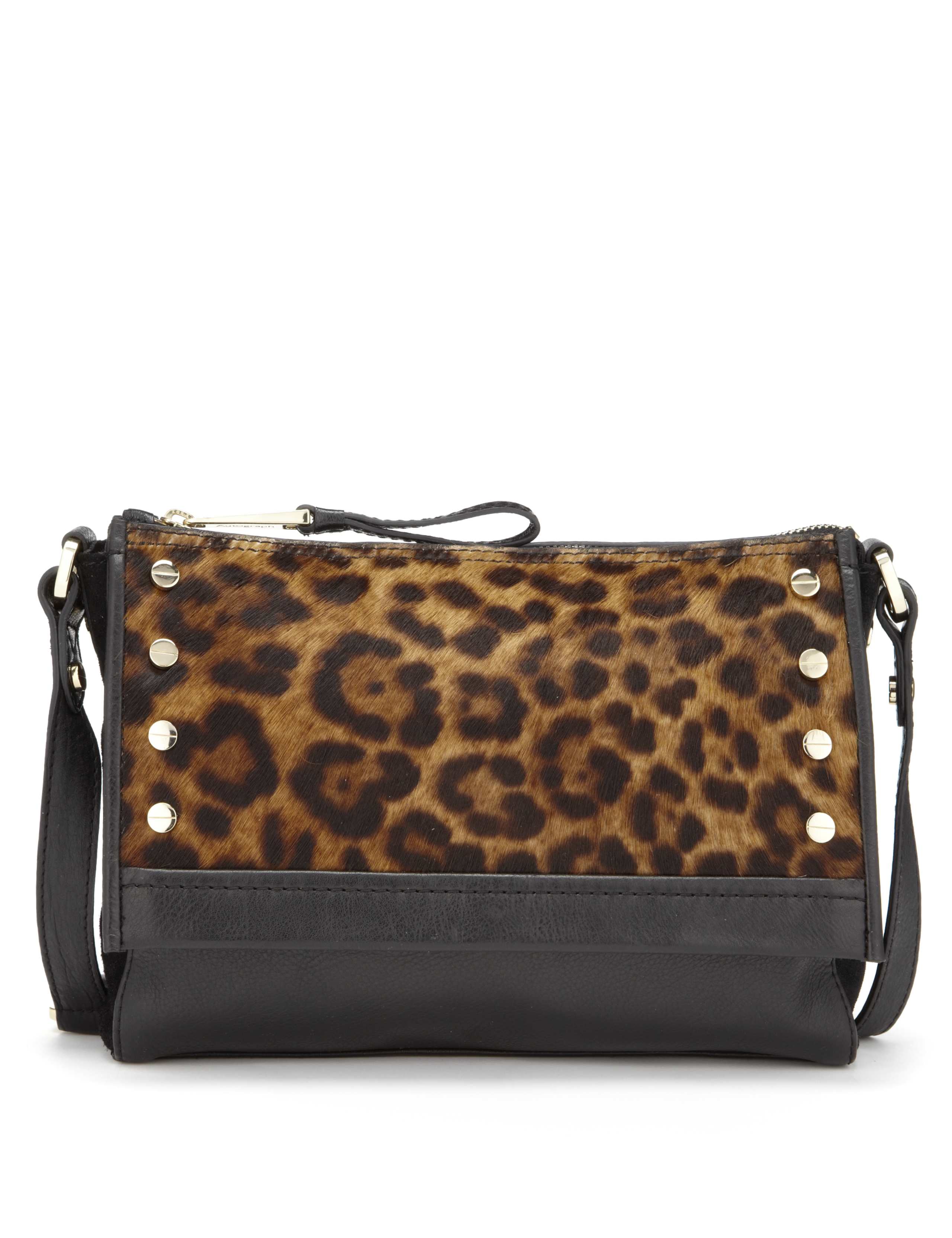 Leather Leopard Print Cross Body Bag 1 of 6