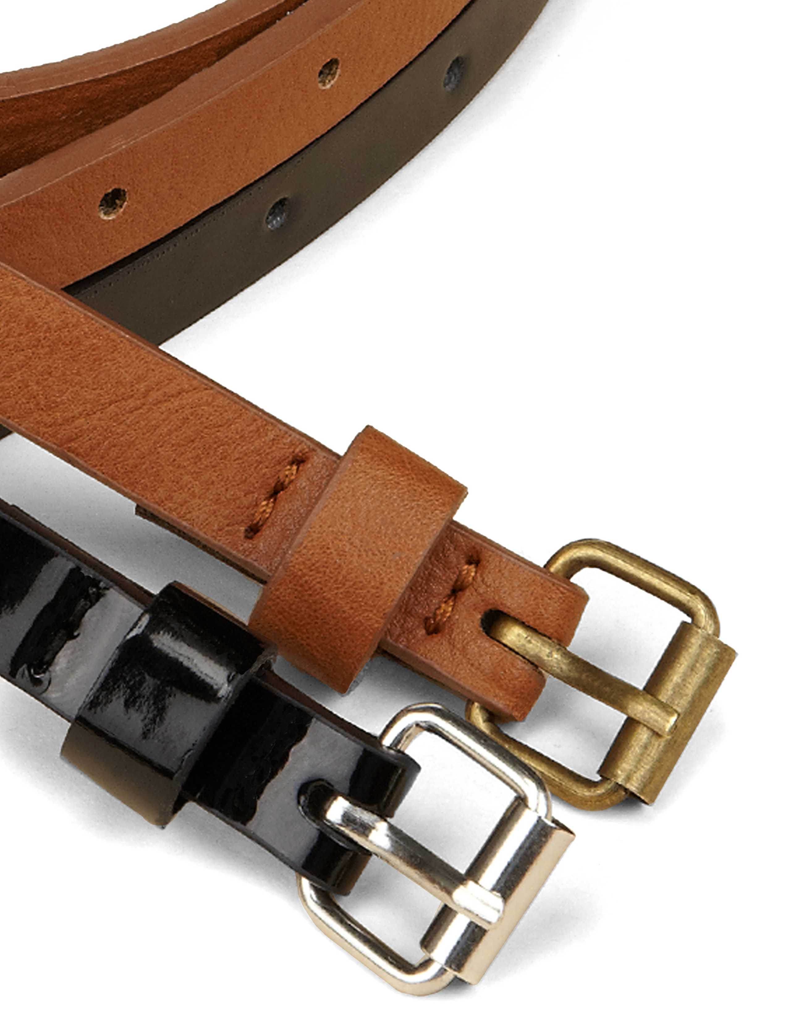 2 Pack Square Buckle Skinny Belts 2 of 2