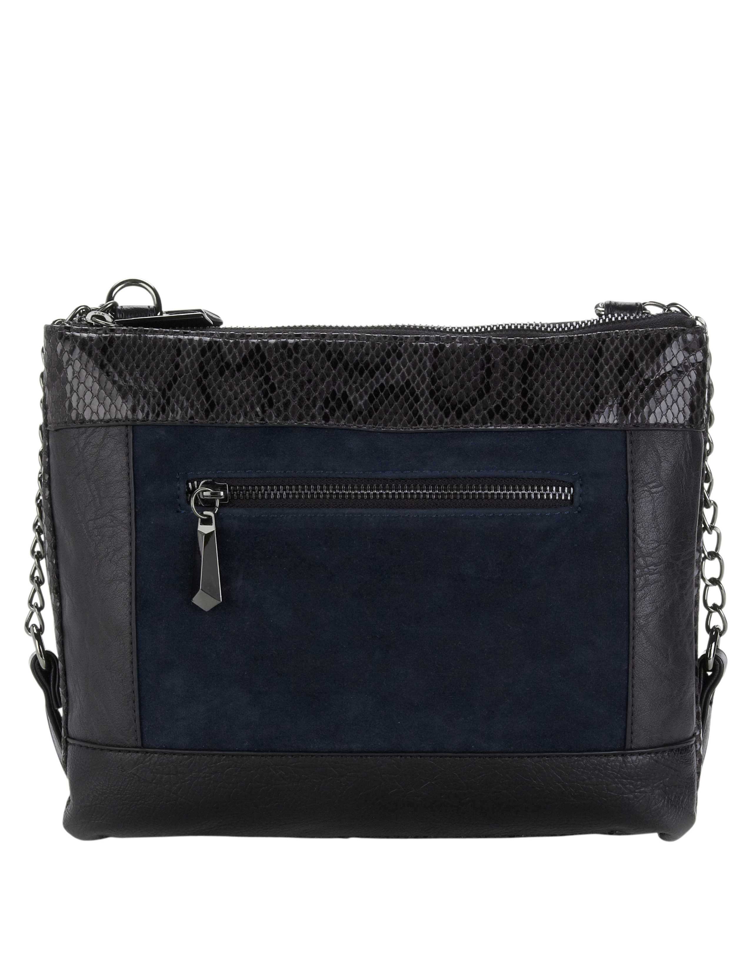 Faux Snakeskin Design Panelled Cross Body Bag 2 of 7