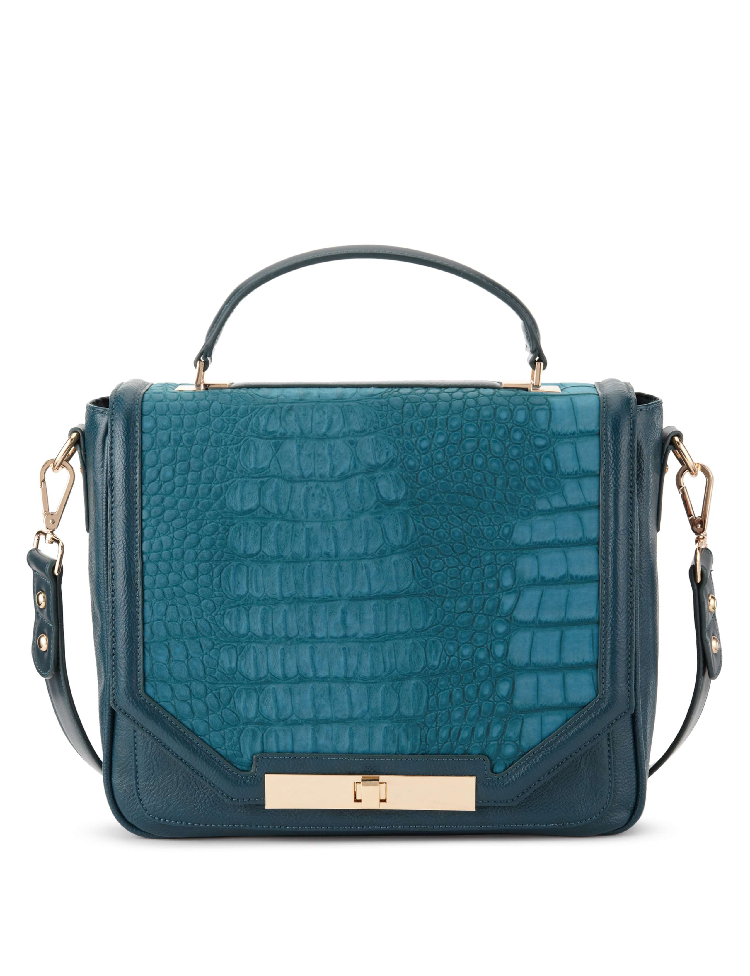 Faux Crocodile Skin Satchel Bag 1 of 5