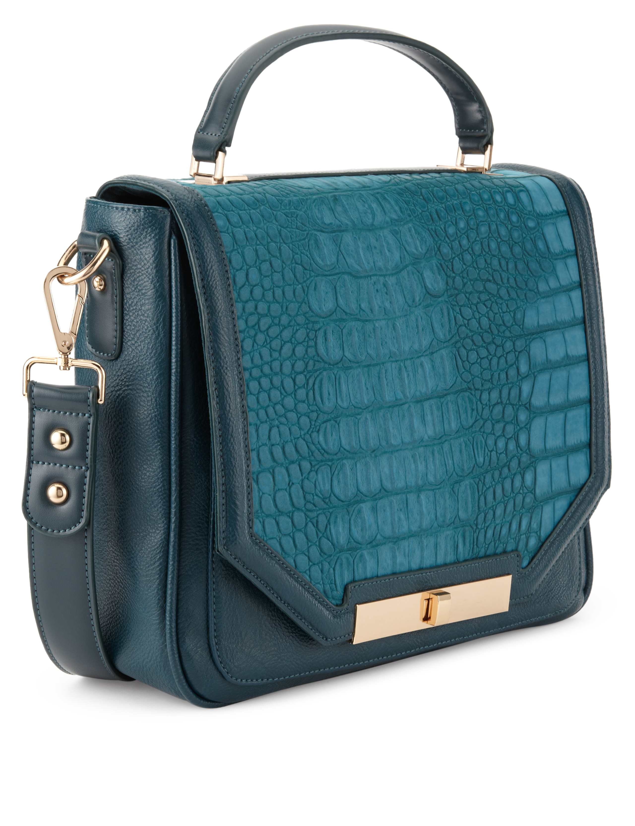 Faux Crocodile Skin Satchel Bag 3 of 5