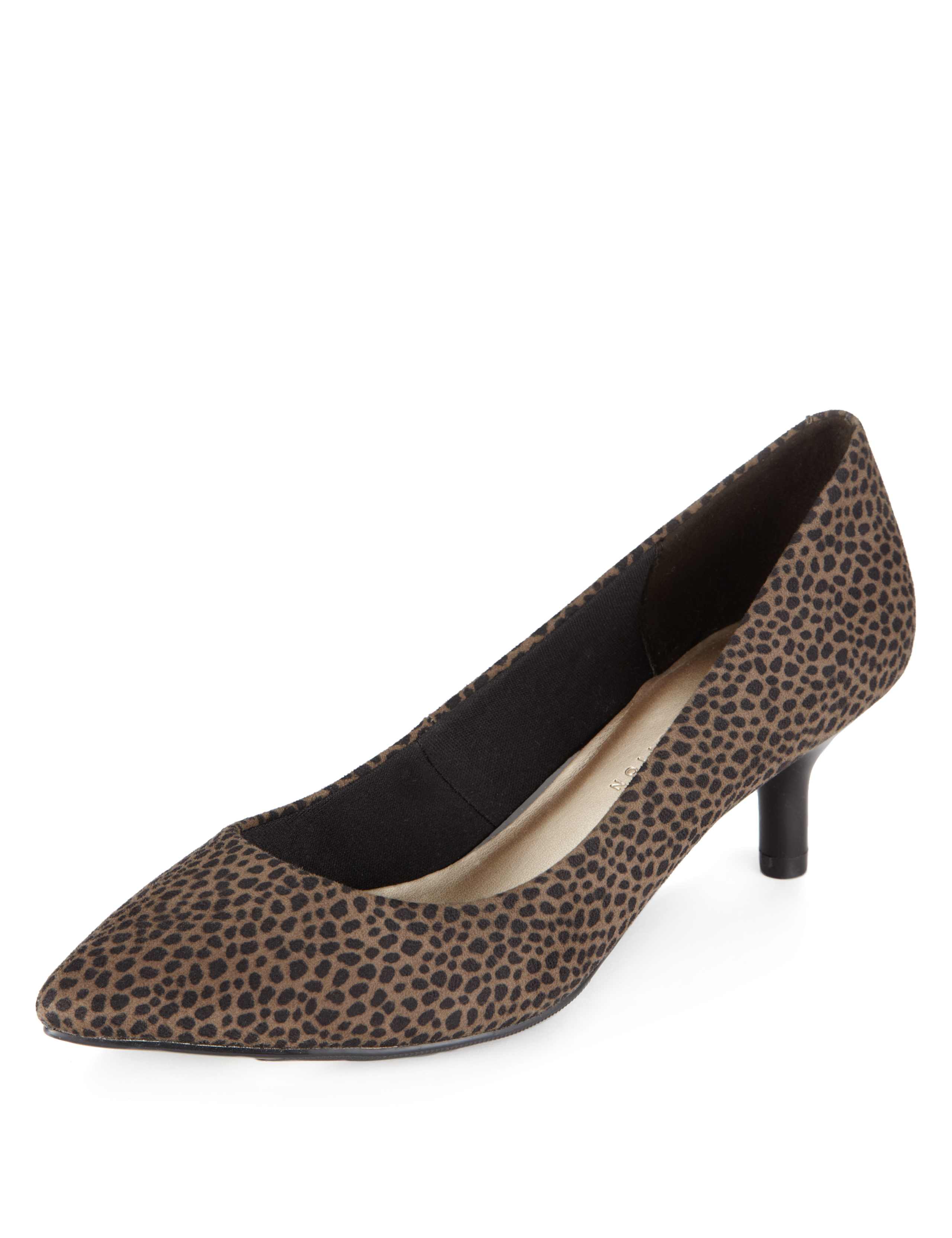 Pointed Toe Mid Heel Animal Print Court Shoes with Insolia® 1 of 3