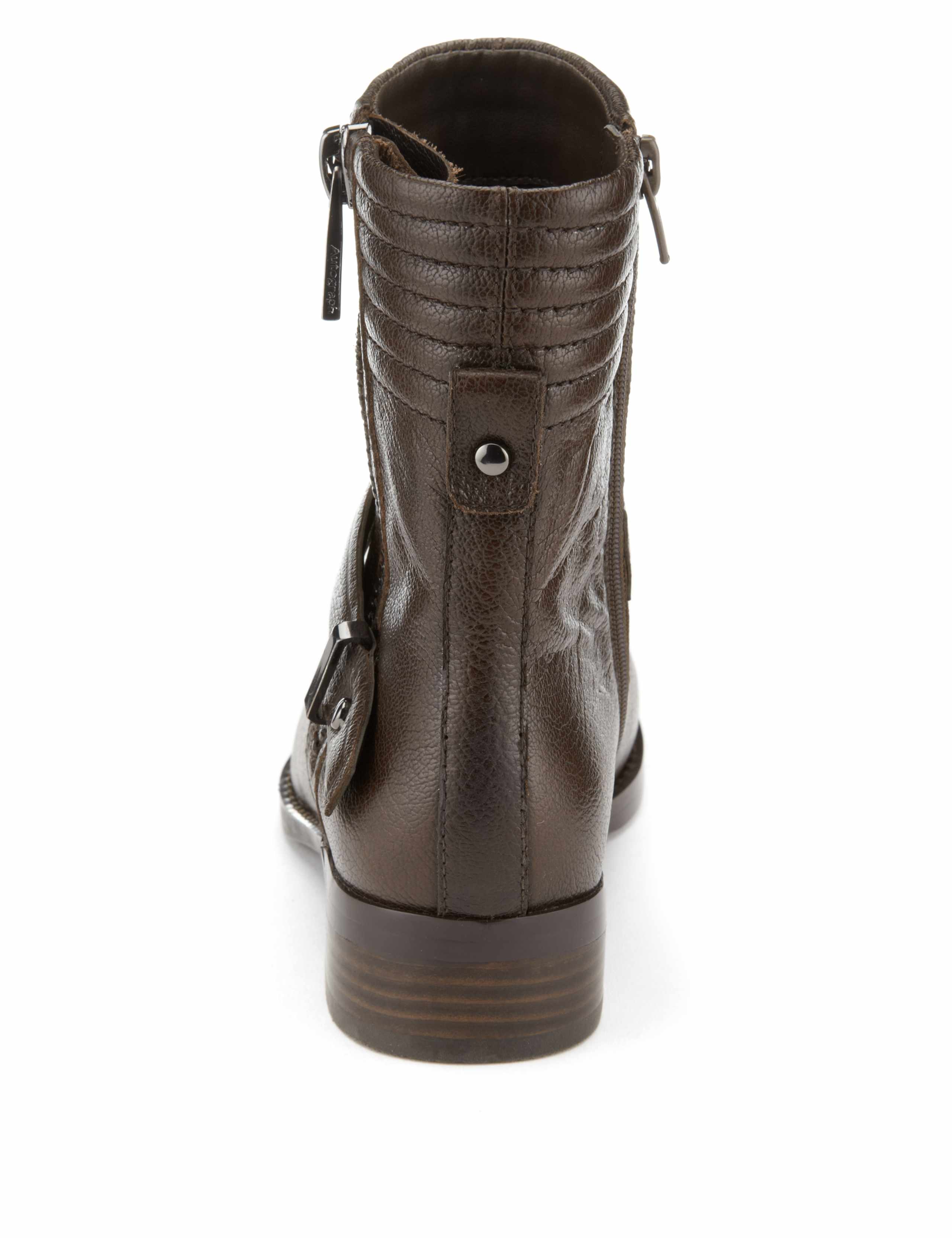 Leather Stretch Zip Padded Biker Boots with Insolia Flex® 3 of 5
