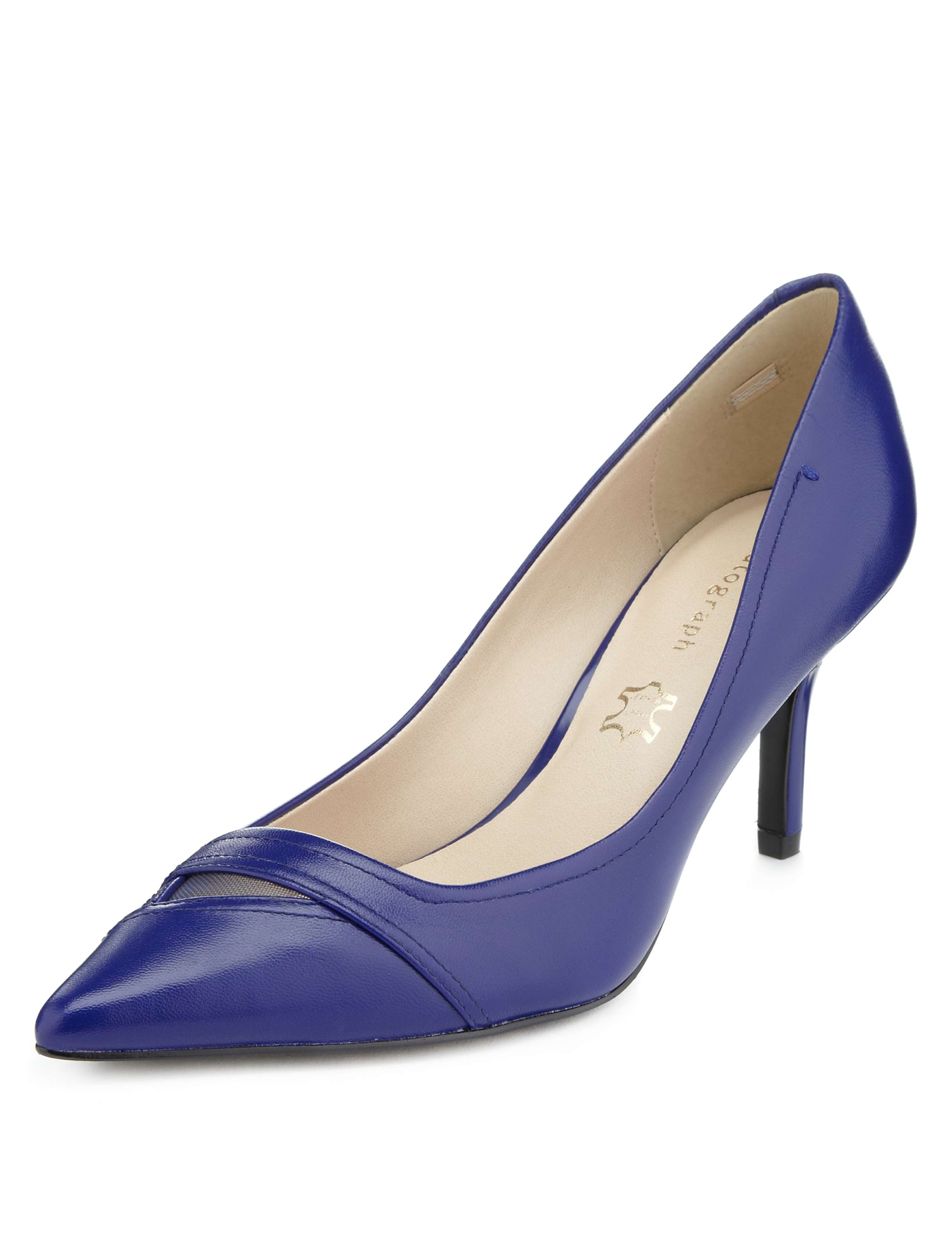 Leather Cut-Out Pointed Toe Court Shoes with Insolia® 1 of 5