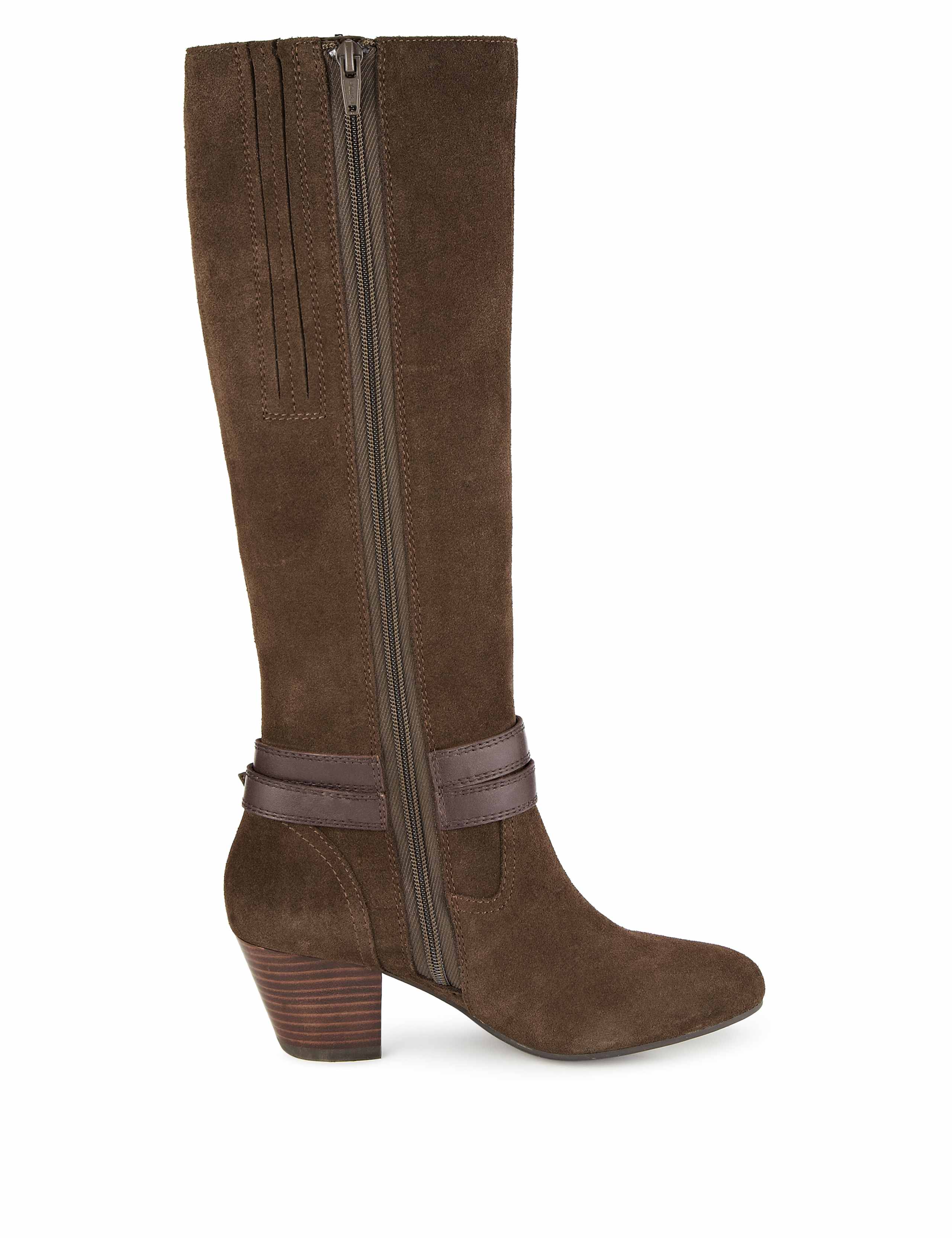 Suede Angular Heel Knee High Boots 2 of 4