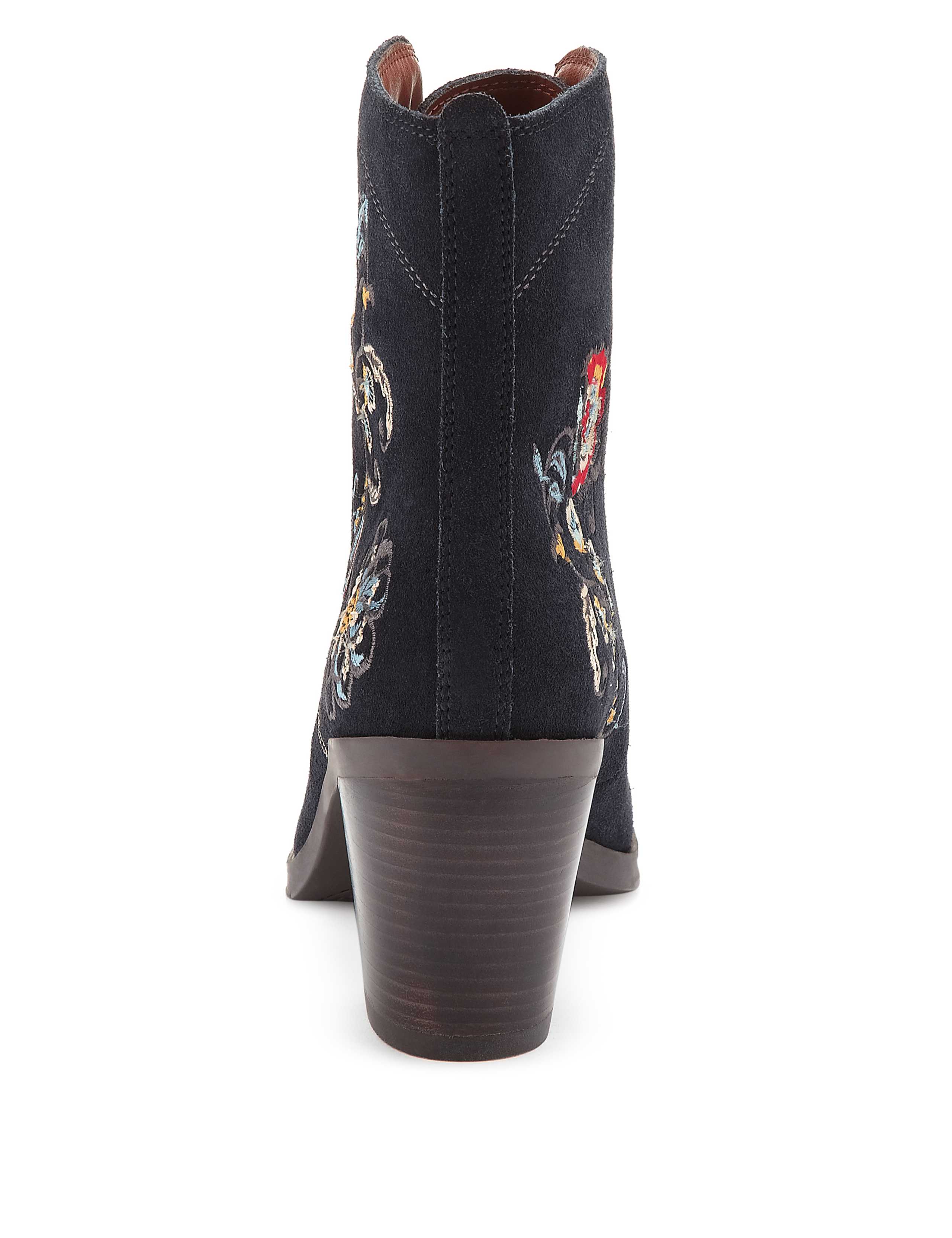 Stain Away™ Suede Floral Embroidered Ankle Boots with Insolia® 3 of 5