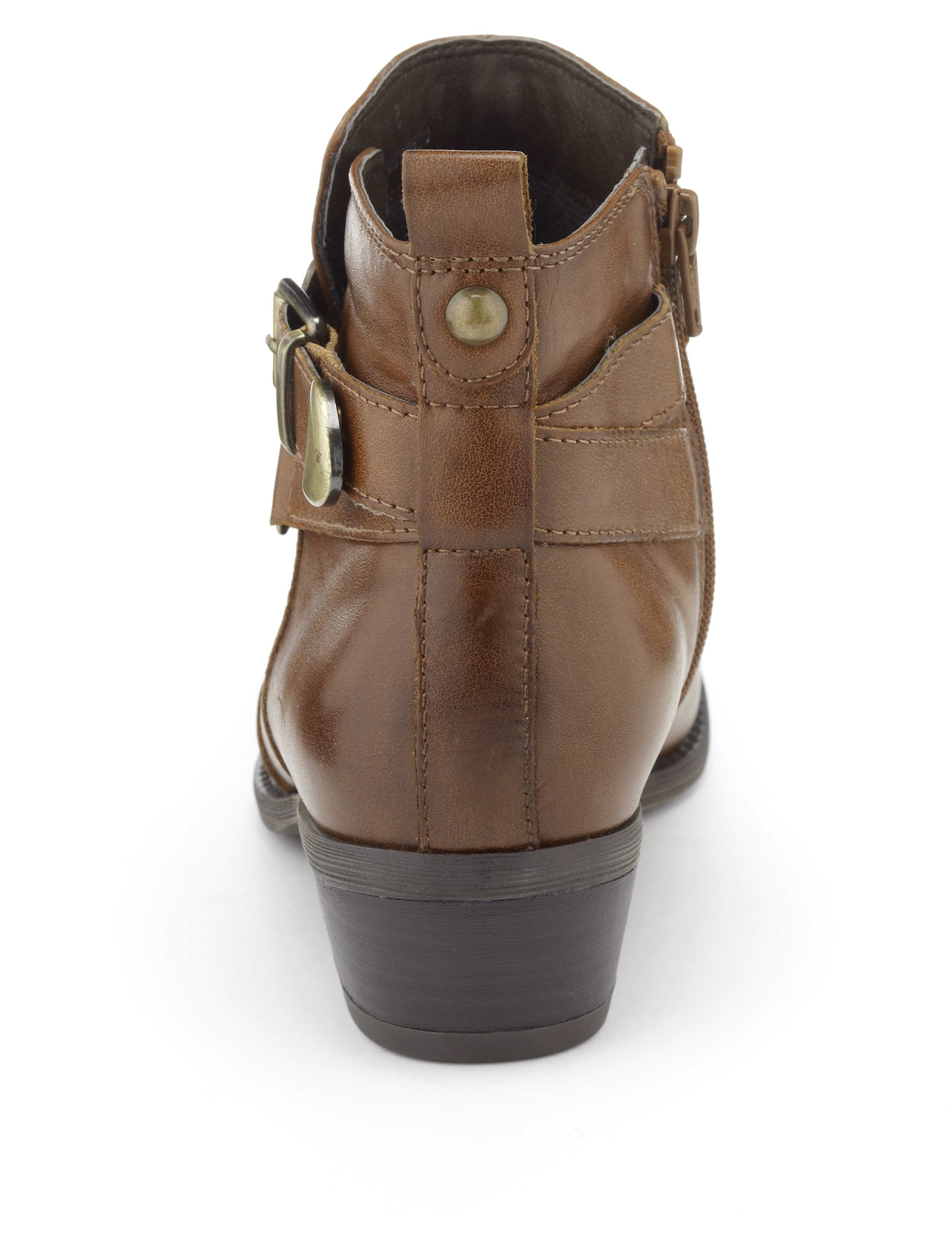 Leather Strap Wide Fit Ankle Boots 3 of 5