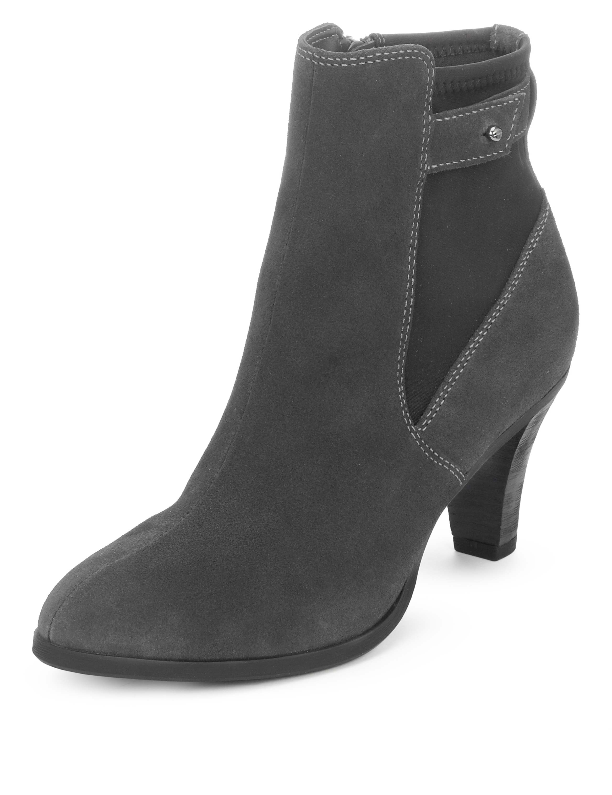 Suede Elasticated Panel Ankle Boots with Insolia® 1 of 4