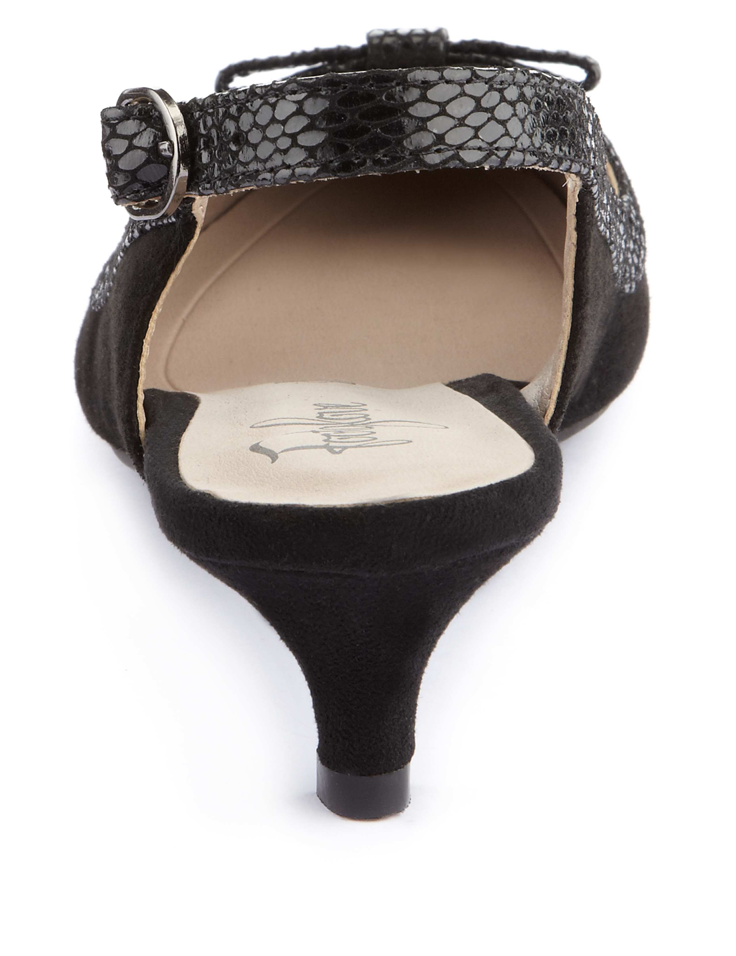Suede Faux Snakeskin Bow Slingback Shoes 3 of 4