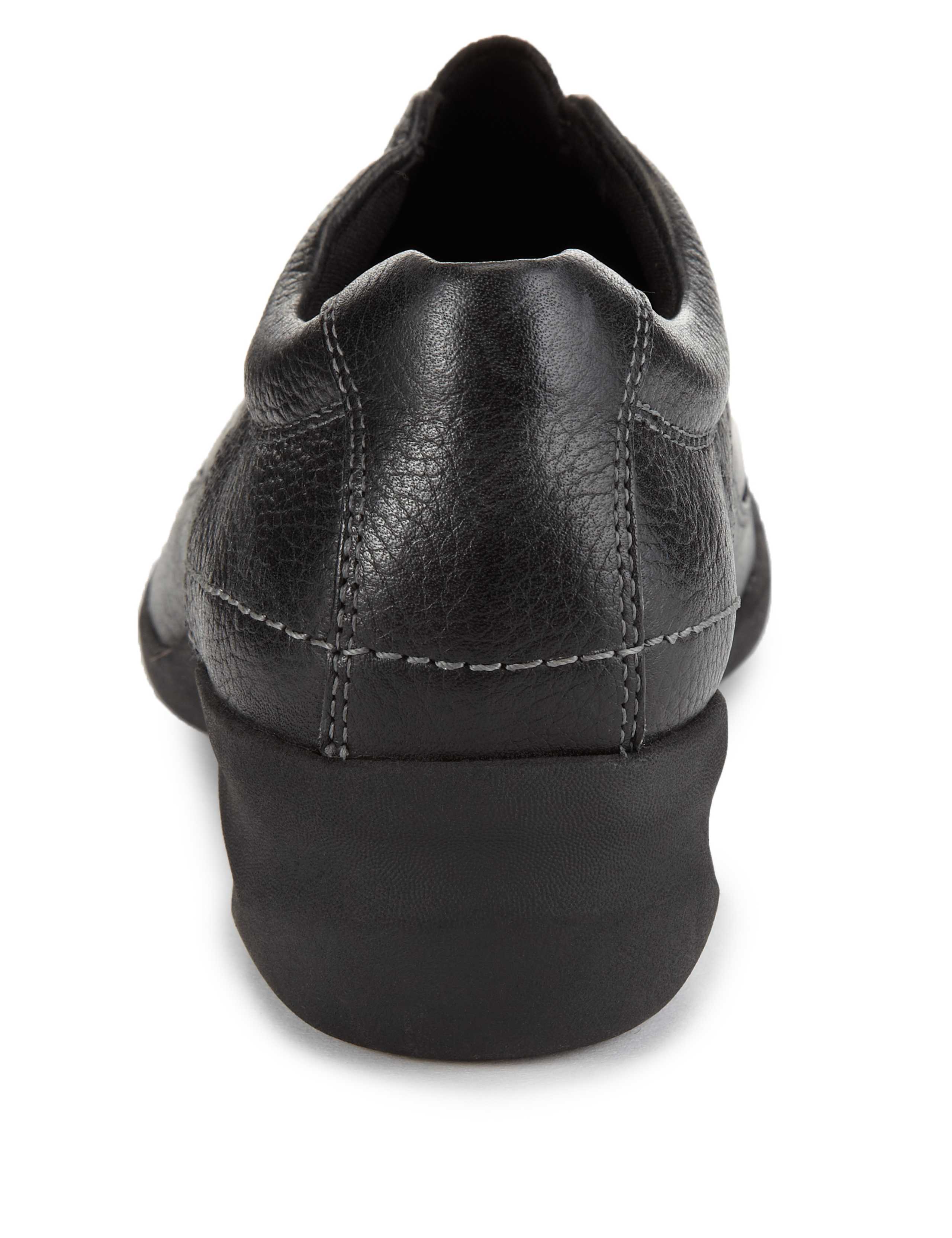Leather Elasticated Panel Wide Fit Wedge Shoes 3 of 4