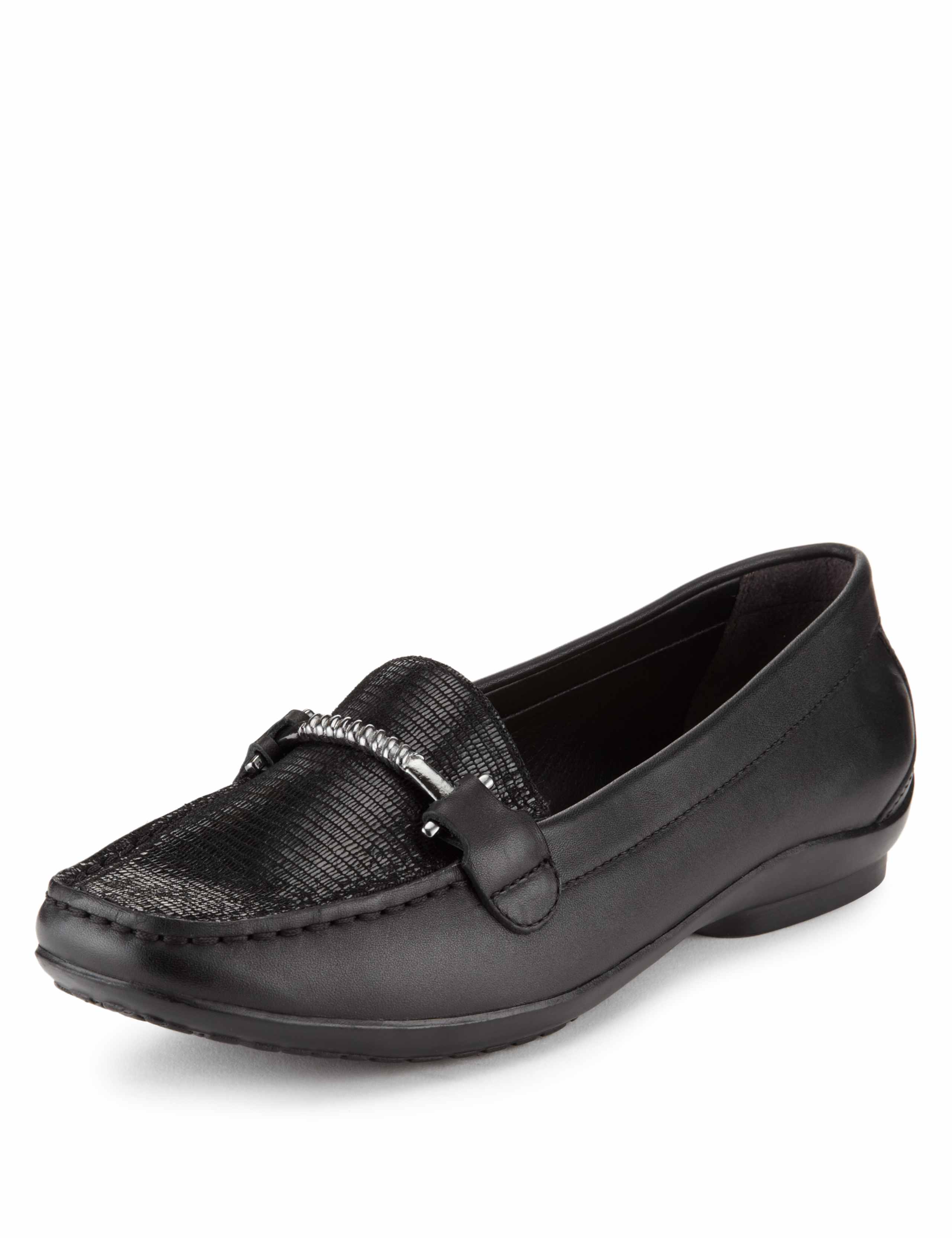 Leather Metal Trim Moccasins Footglove™ M&S IE