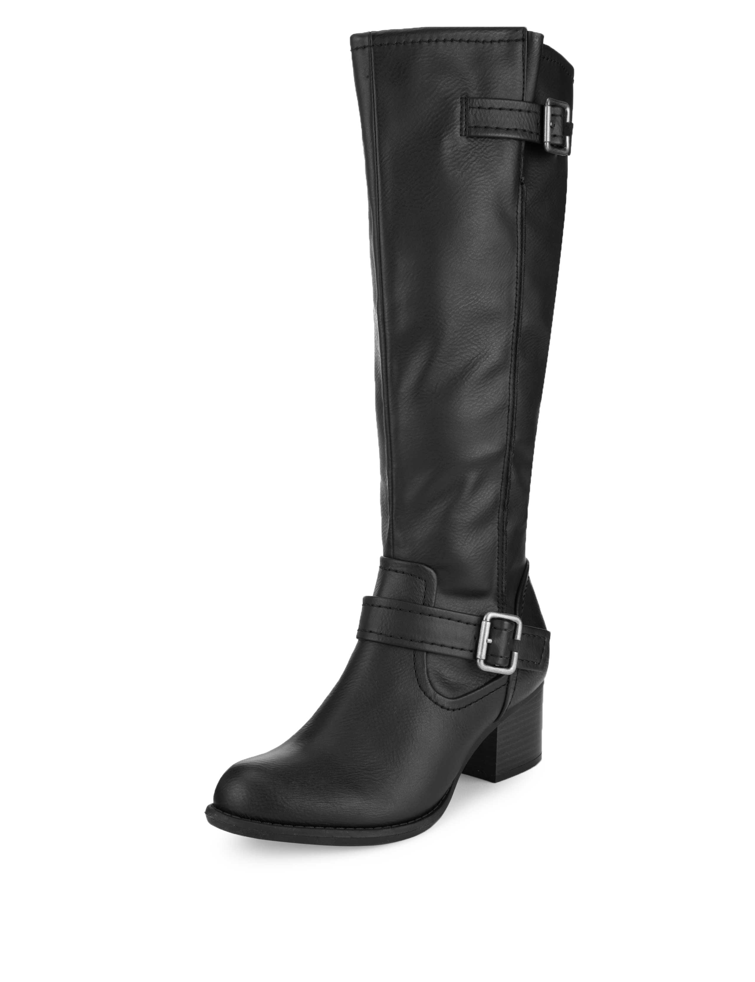 Stretch Zip Block Heel Strap Knee Boots with Insolia® 1 of 5