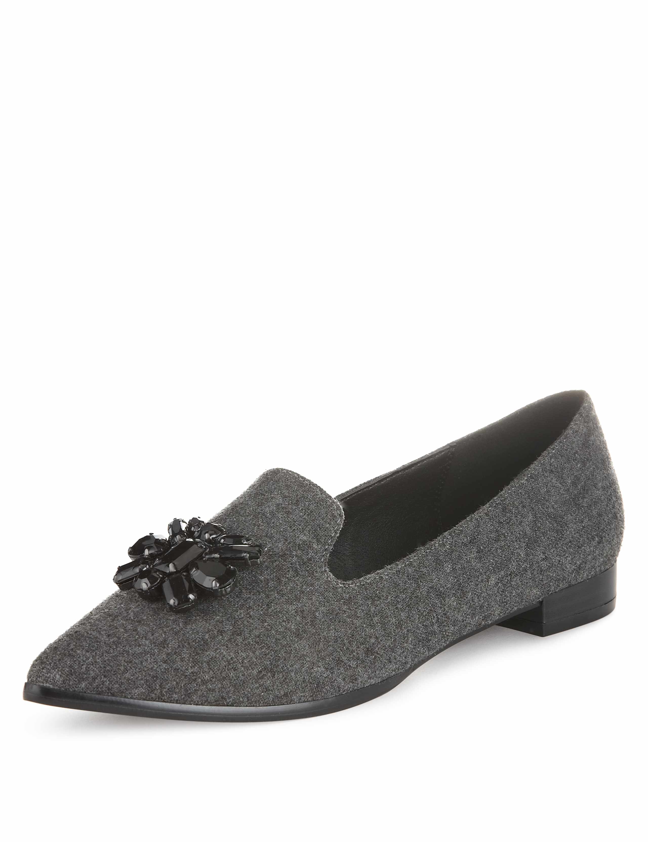 Gem Embellished Pointed Toe Flat Loafers with Insolia Flex® 1 of 4