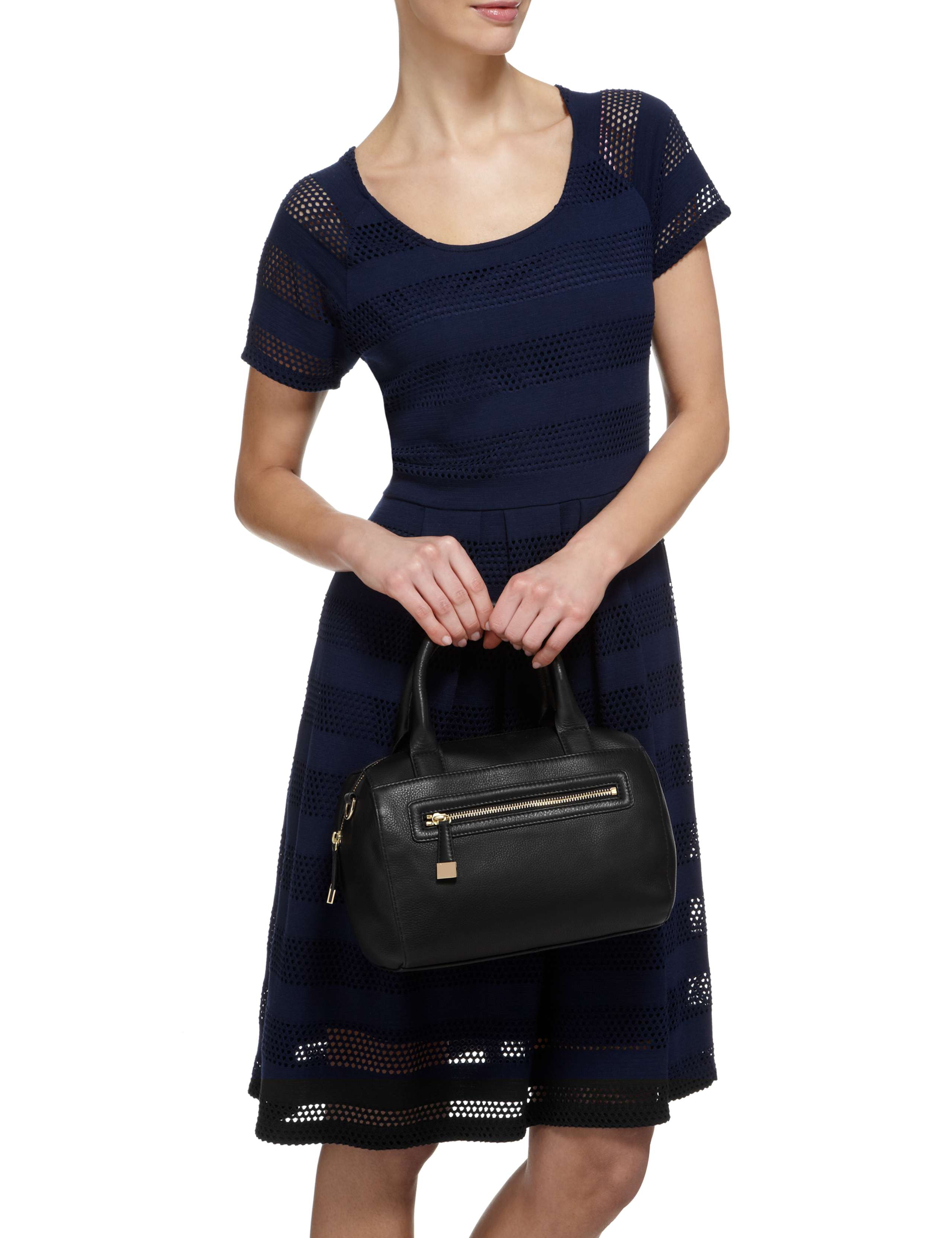 Leather Zip Front Bowler Bag 3 of 6