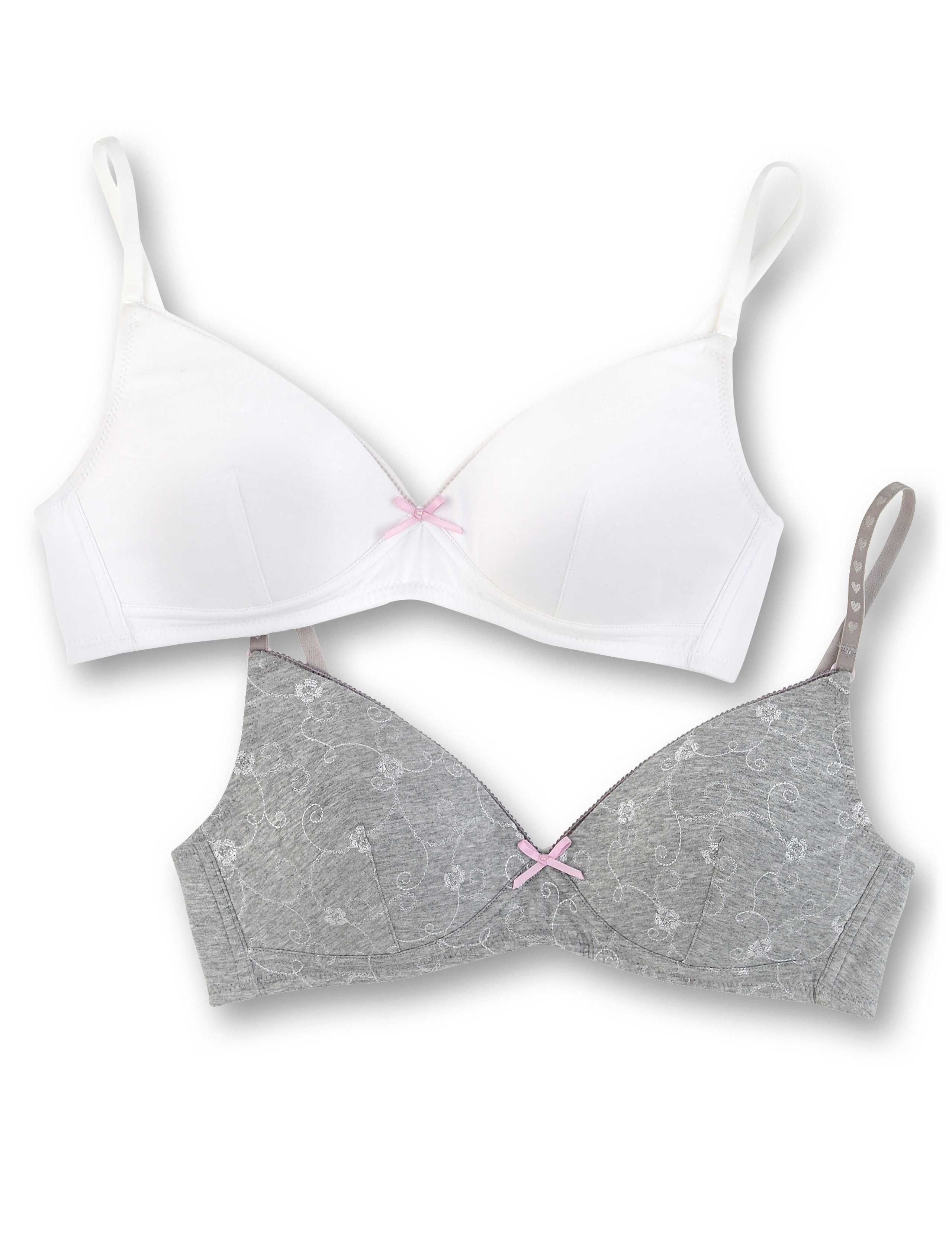 2 Pack Moulded Non-Wired Embroidered Bras 1 of 1