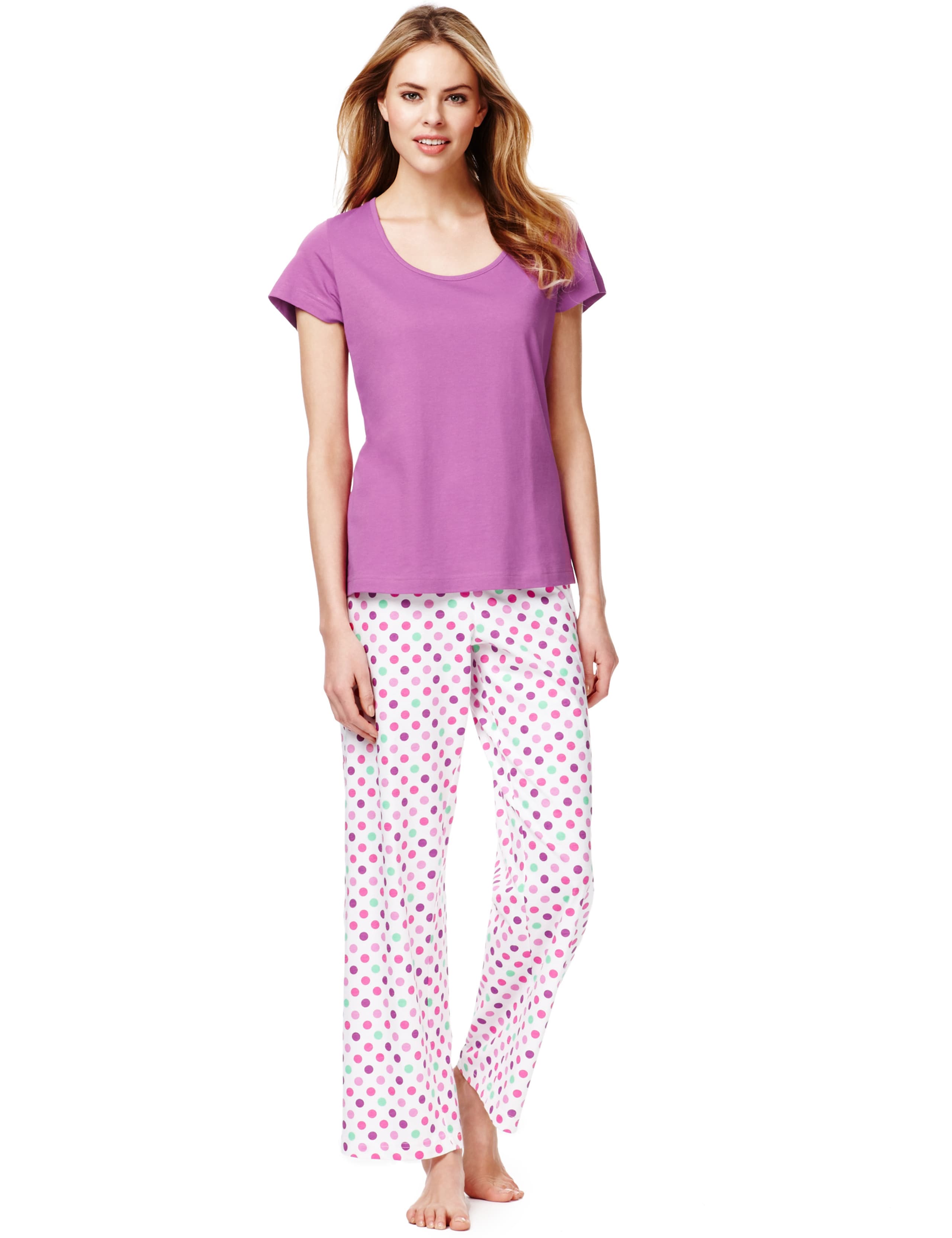 Pure Cotton Short Sleeve Spotted Pyjamas 1 of 6
