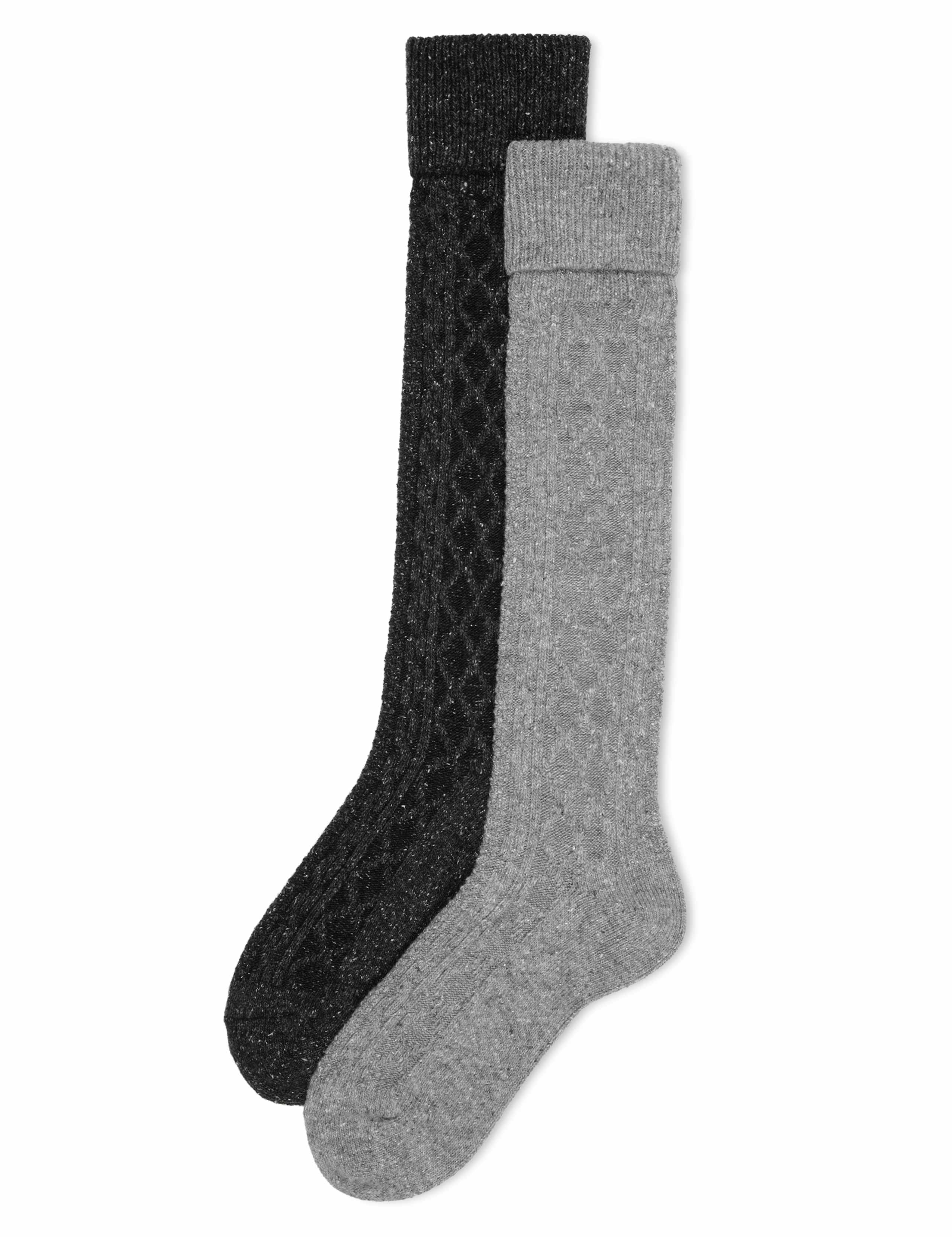 2 Pair Pack Cable Design Knee Highs 1 of 1